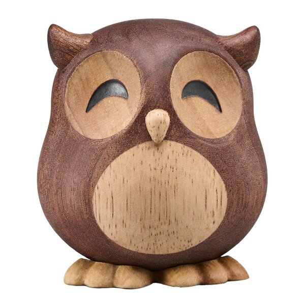 Villum ugle trefigur 8 cm gummitre/sapele