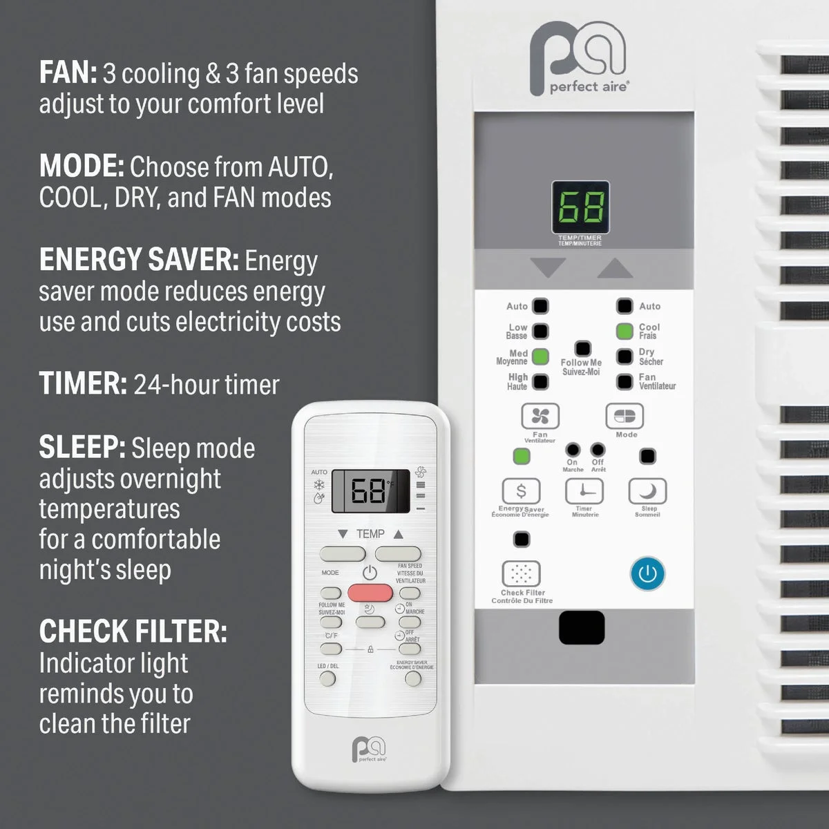 Perfect Aire 8000 BTU 350 Sq. Ft. Window Air Conditioner with Remote Control