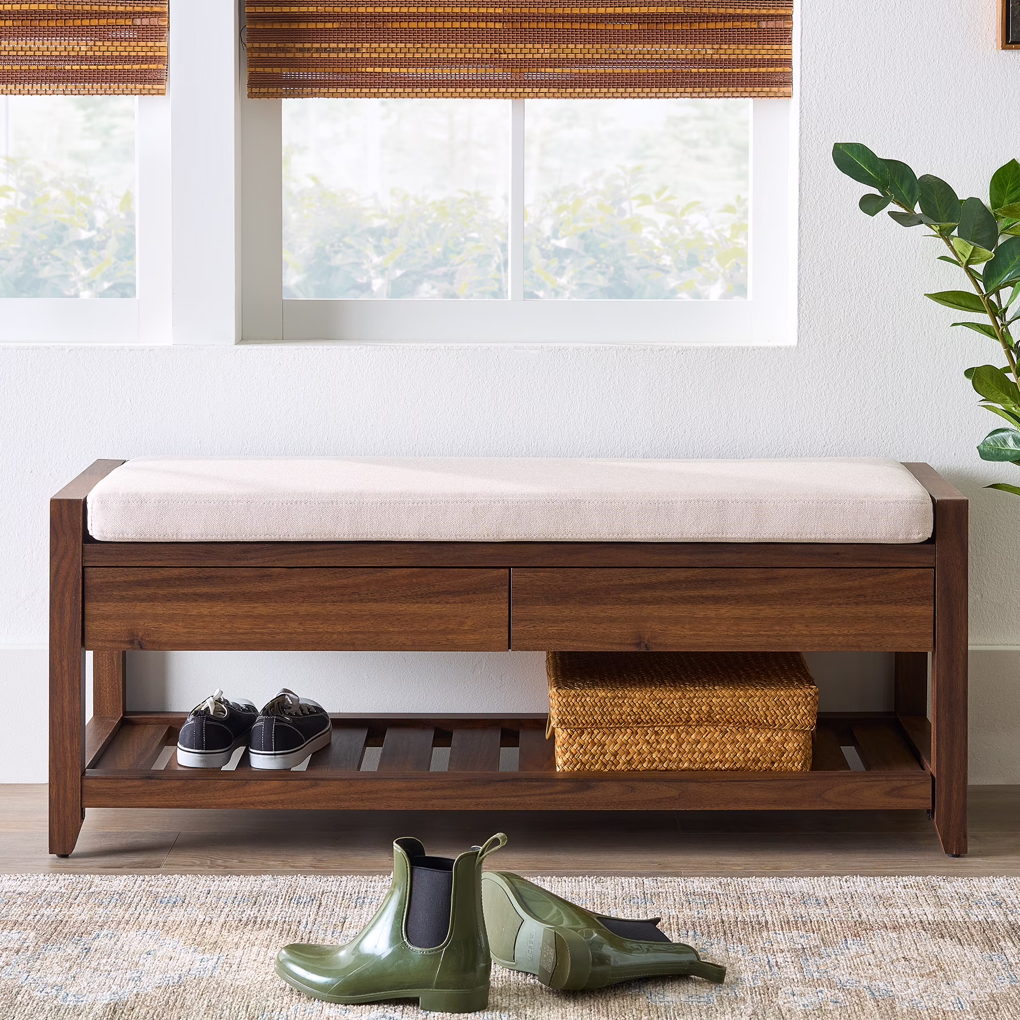 Better Homes & Gardens Reading 45 Bench, Walnut Finish