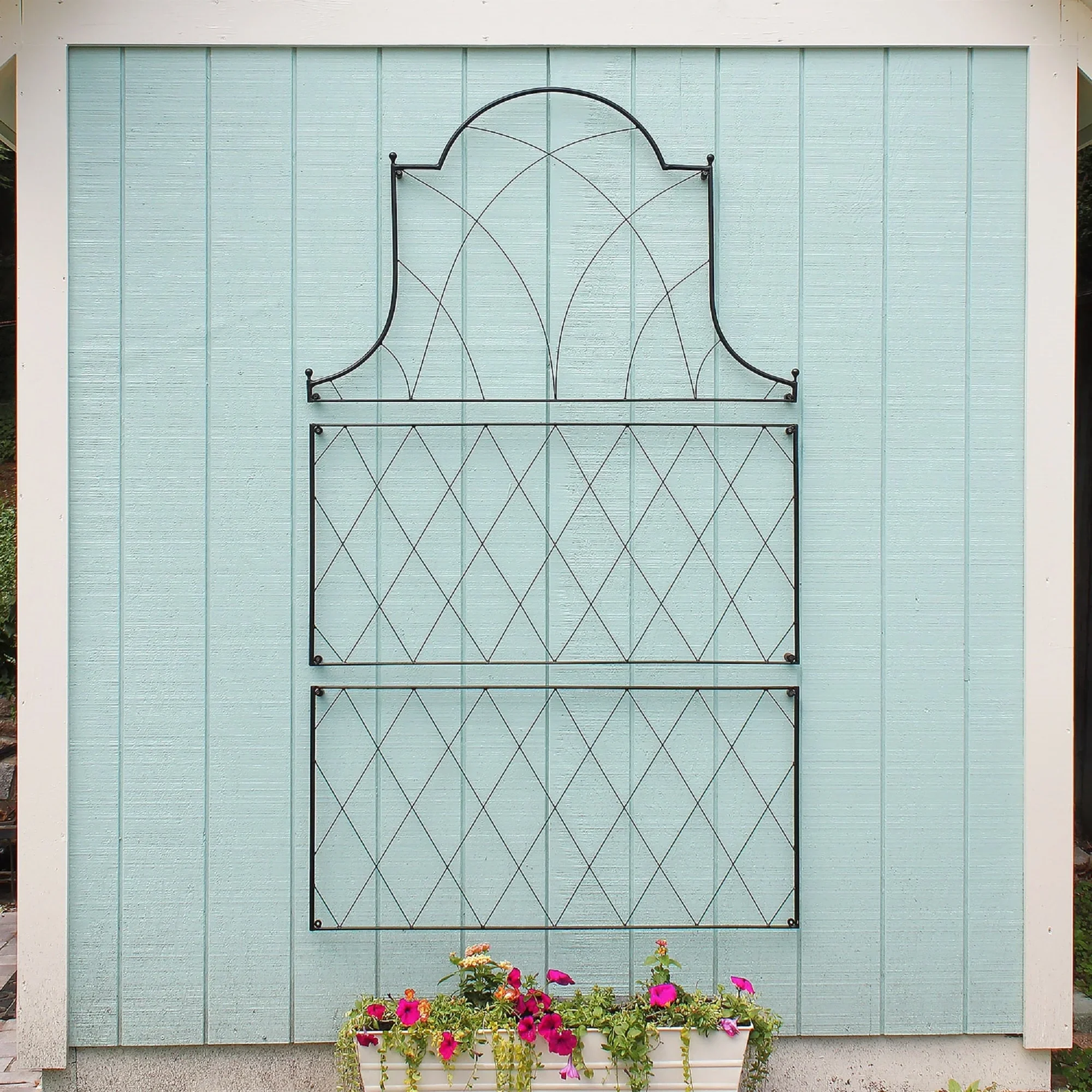 Achla Designs Traditional Oxfordshire Garden Trellis Extensions, 46 Inch Wide, Black Powder Coat Finish