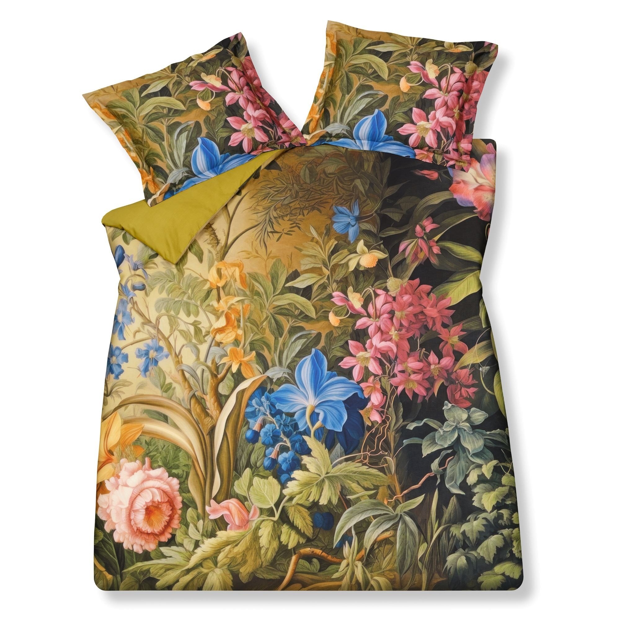Mystic Garden Dekbedovertrek   200 x 200 220 cm   Groen   Geel   Goud