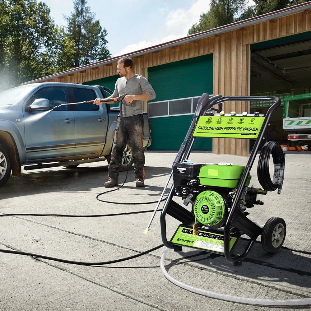 Yardmaster Gas Pressure Washer, 2600PSI 1.7GPM Power Washer for Patio& Garden, 4800W Pressure Washer with 25' High-Pressure Hose, 5 Nozzle, Soap Tank & Spray Gun, Black&Green
