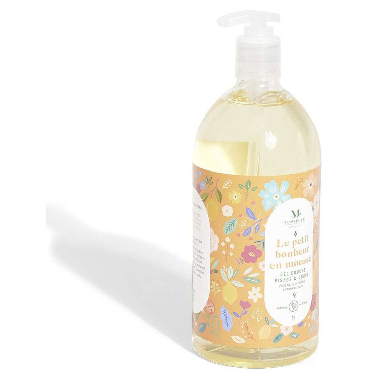 Gel douche visage et corps Le Petit Bonheur en Mousse Mességué 1L