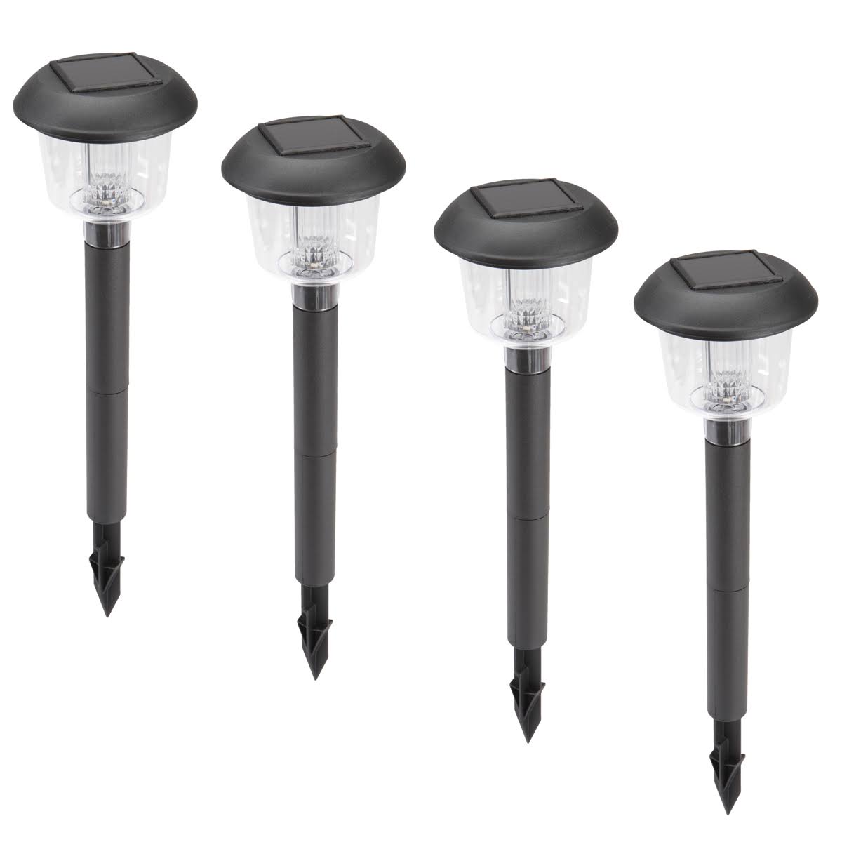 Luminar Outdoor 13 in. Solar LED Matte Black Finish Pathway Lights, 4 Pack 61444
