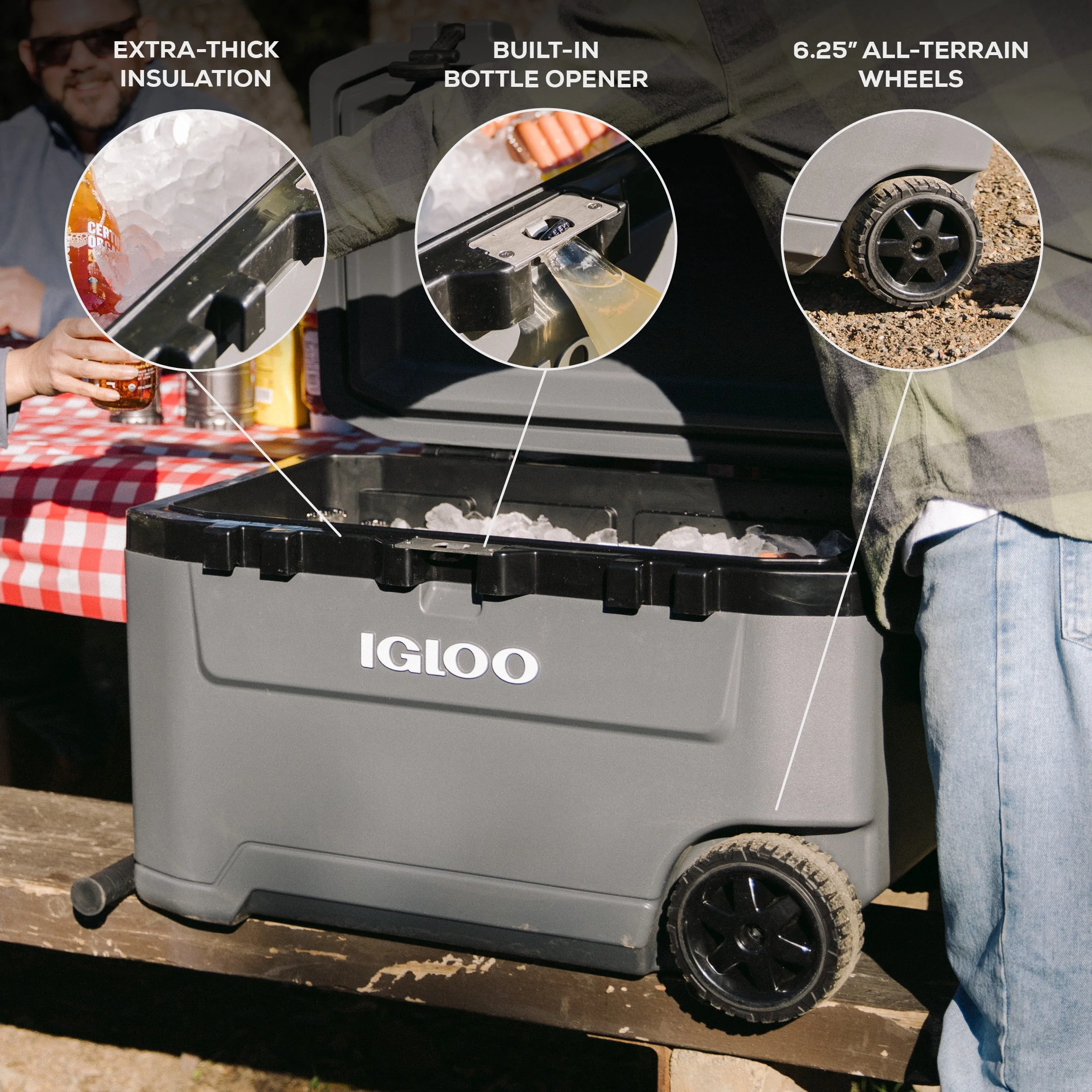 72 QT Overland Ice Chest Cooler with Wheels, White - Image 5