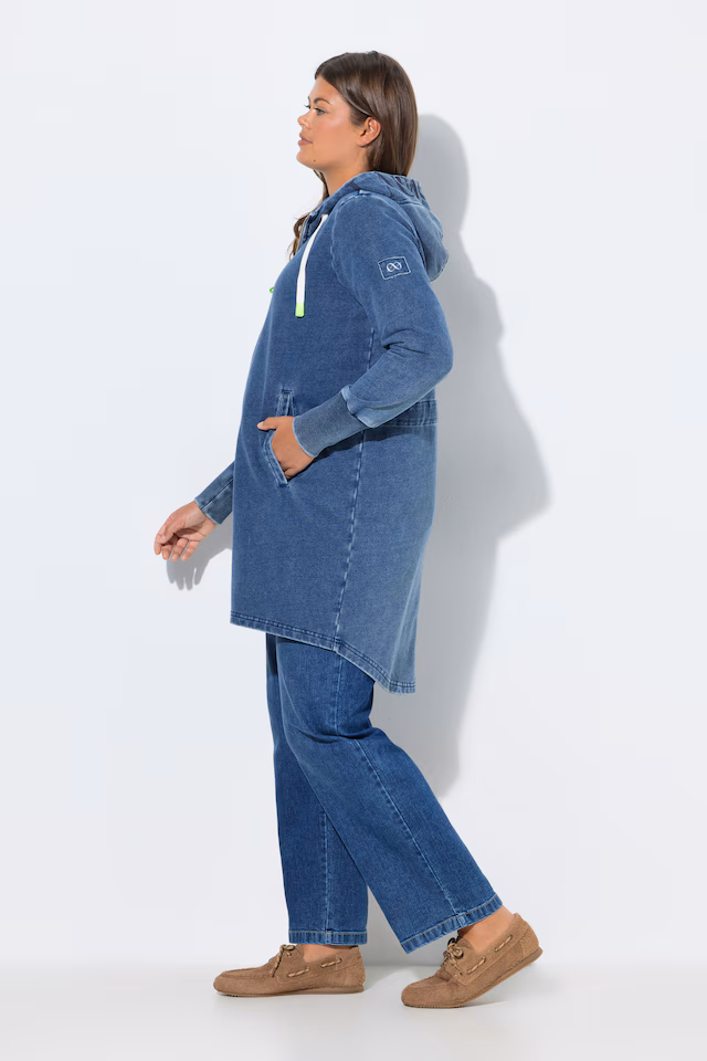 Denim Look Longline Sweatshirt