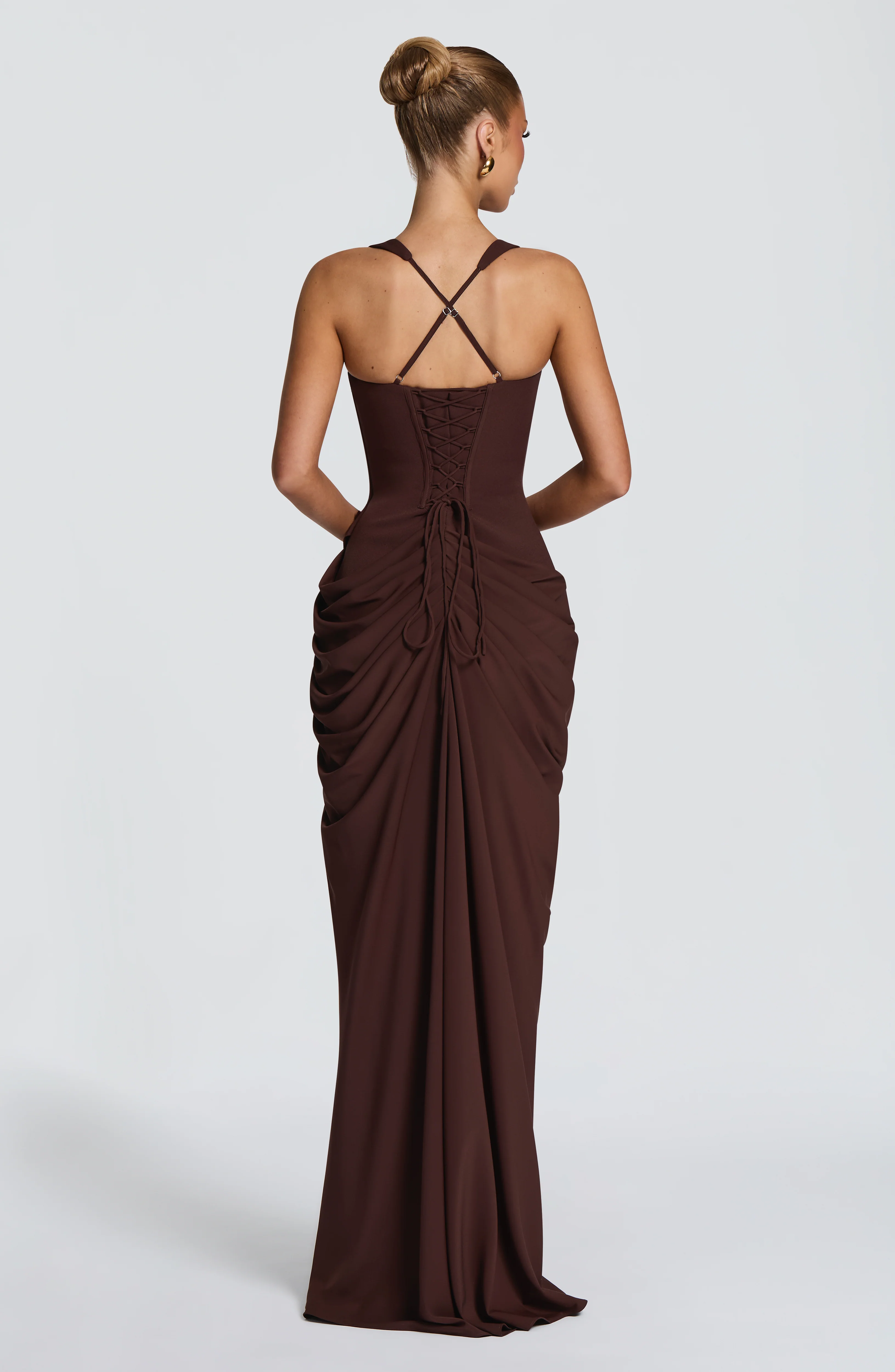Elara Maxi Dress - Plum Brown