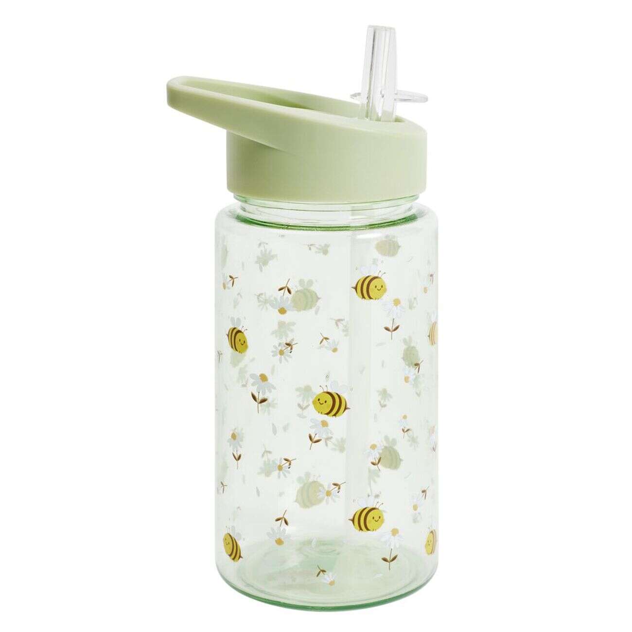 Gourde enfant 450ml plastique vert motif abeille Ø7xH16,5cm