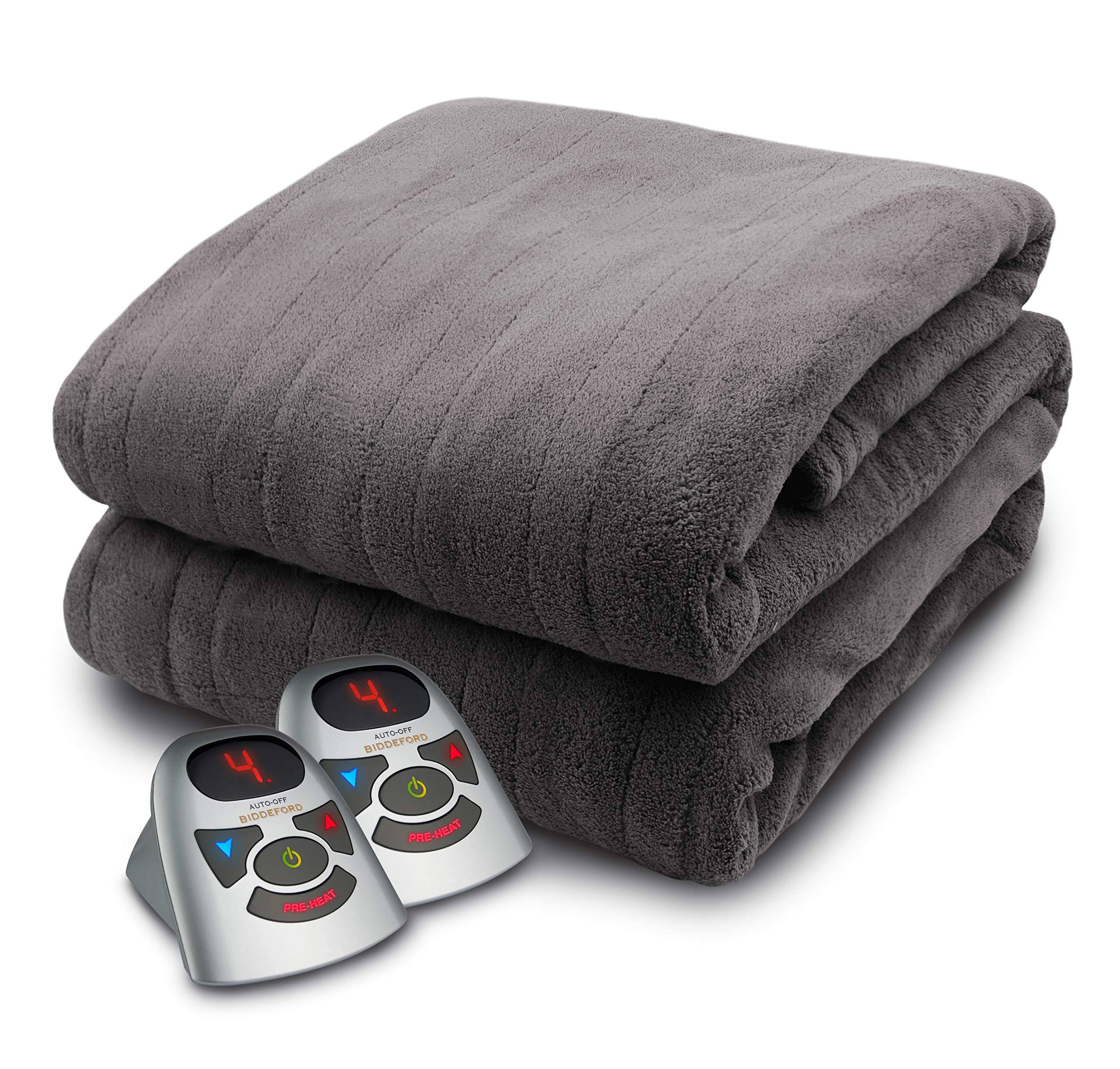 Biddeford Micro Plush Electric Heated Blanket - King - Grey