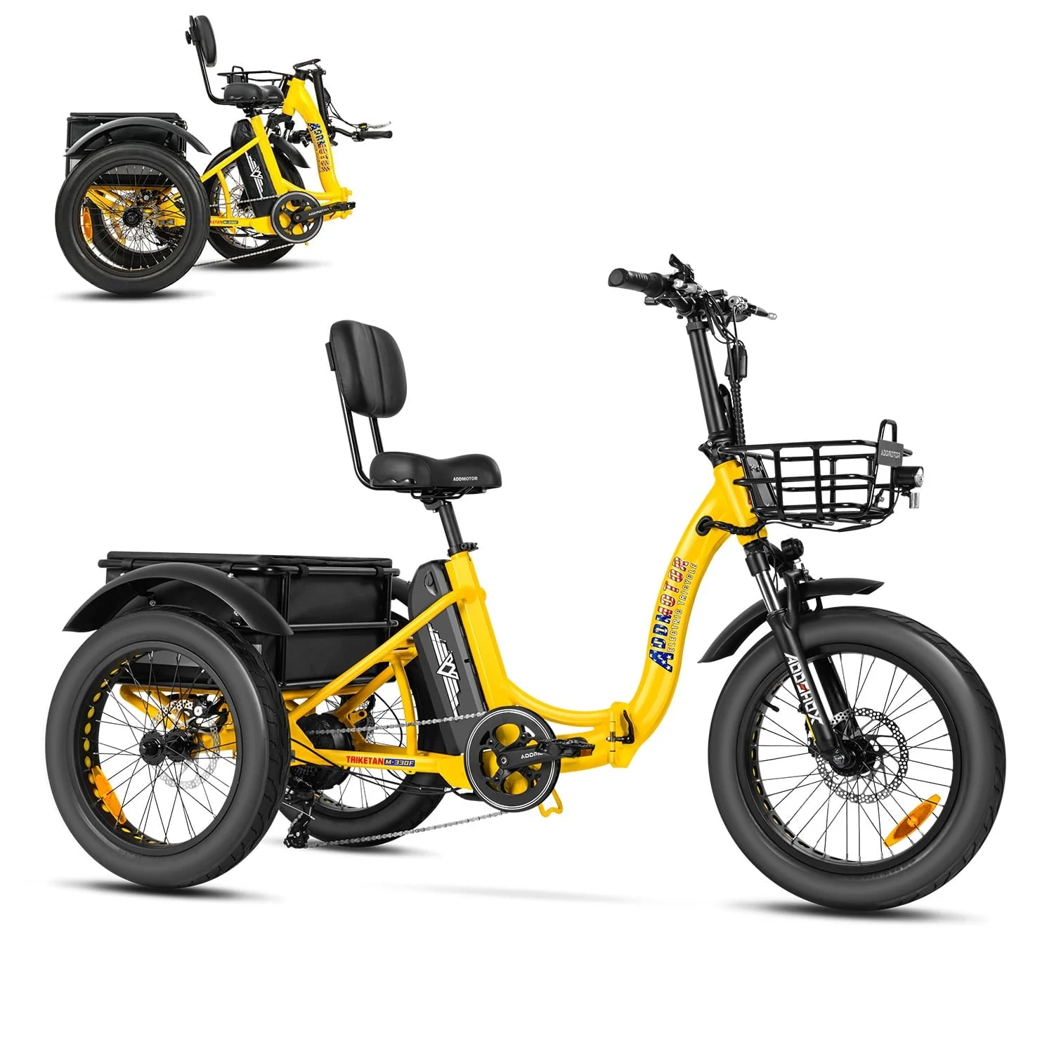 Addmotor Electric Trike, 750W Foldable Electric Tricycle, Folding Electric Trike for Adults, 48V 20ah Removable Battery, 20