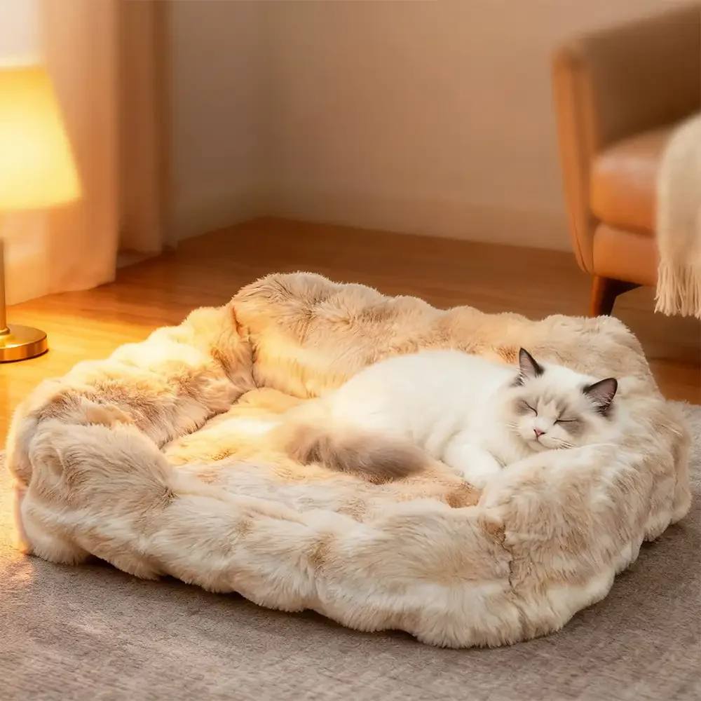 Faux Rabbit Velvet Fluffy Soft Dog And Cat Sofa Bed