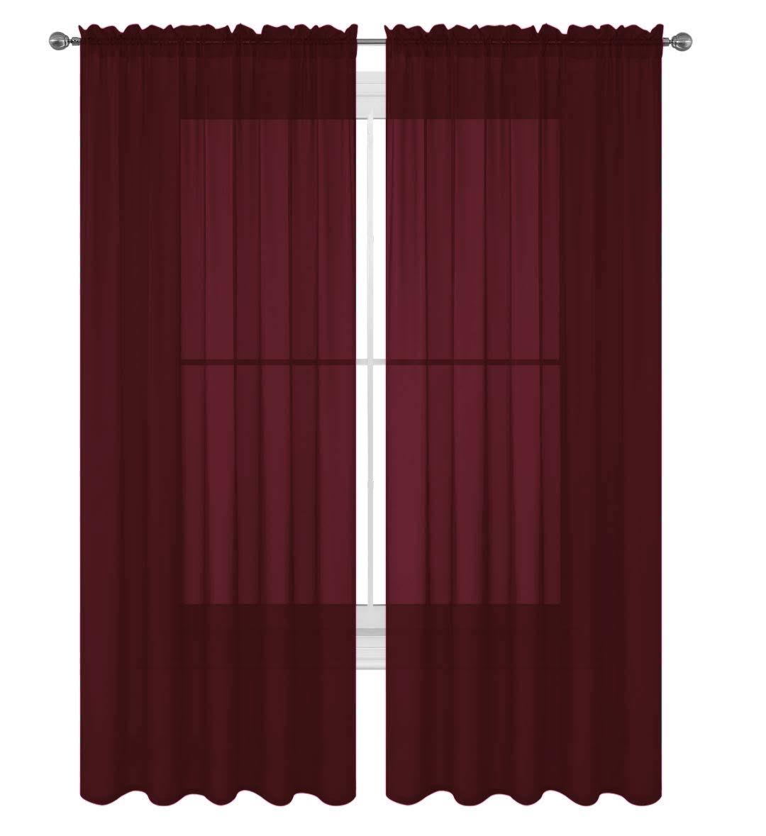 Decotex 2 Piece Solid Elegant Sheer Curtains Fully Stitched Panels Window Treatment Drape (54