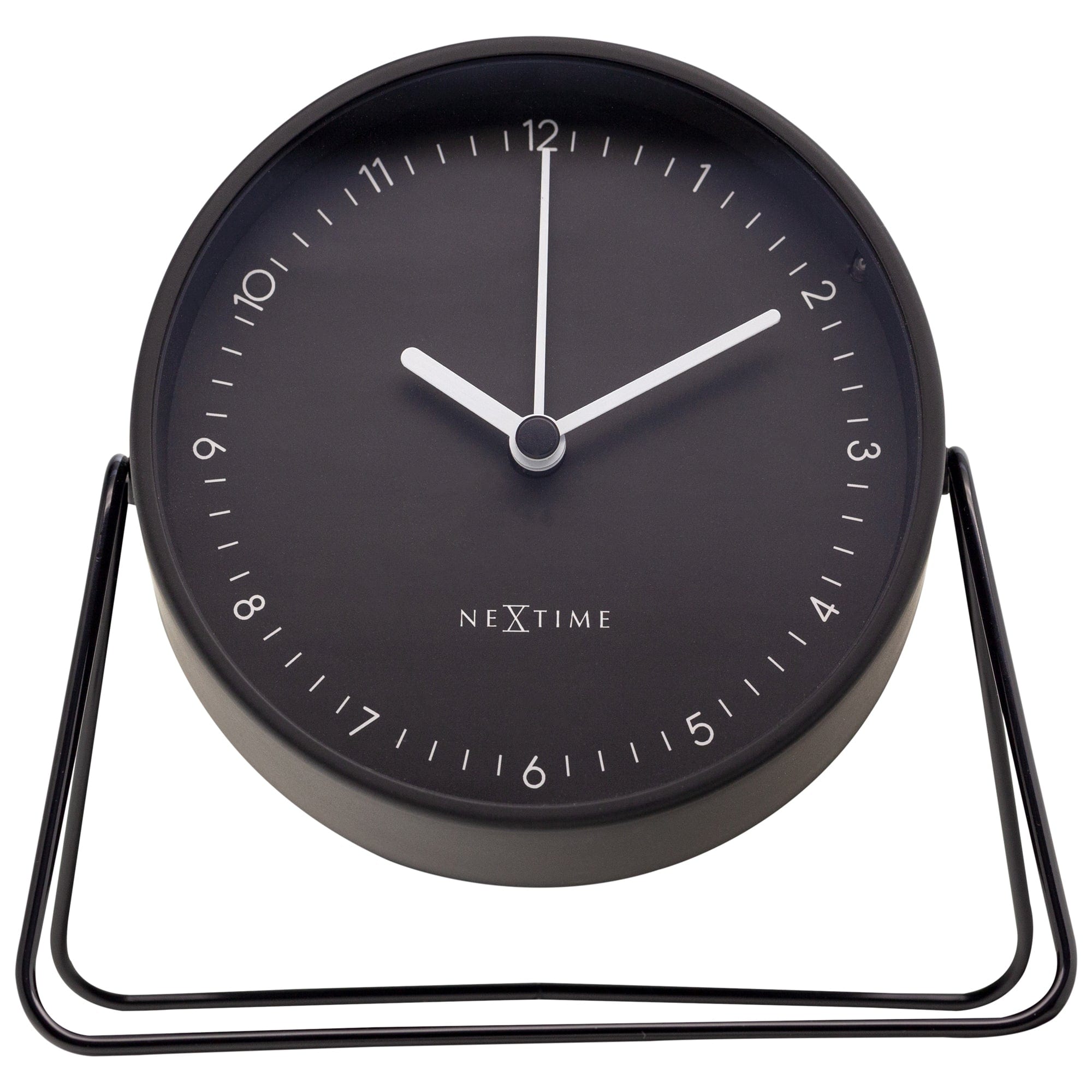 NeXtime - Tafel Wekker 14x13x7cm-Stil-Zwart-Metaal-NeXtime "Berlin