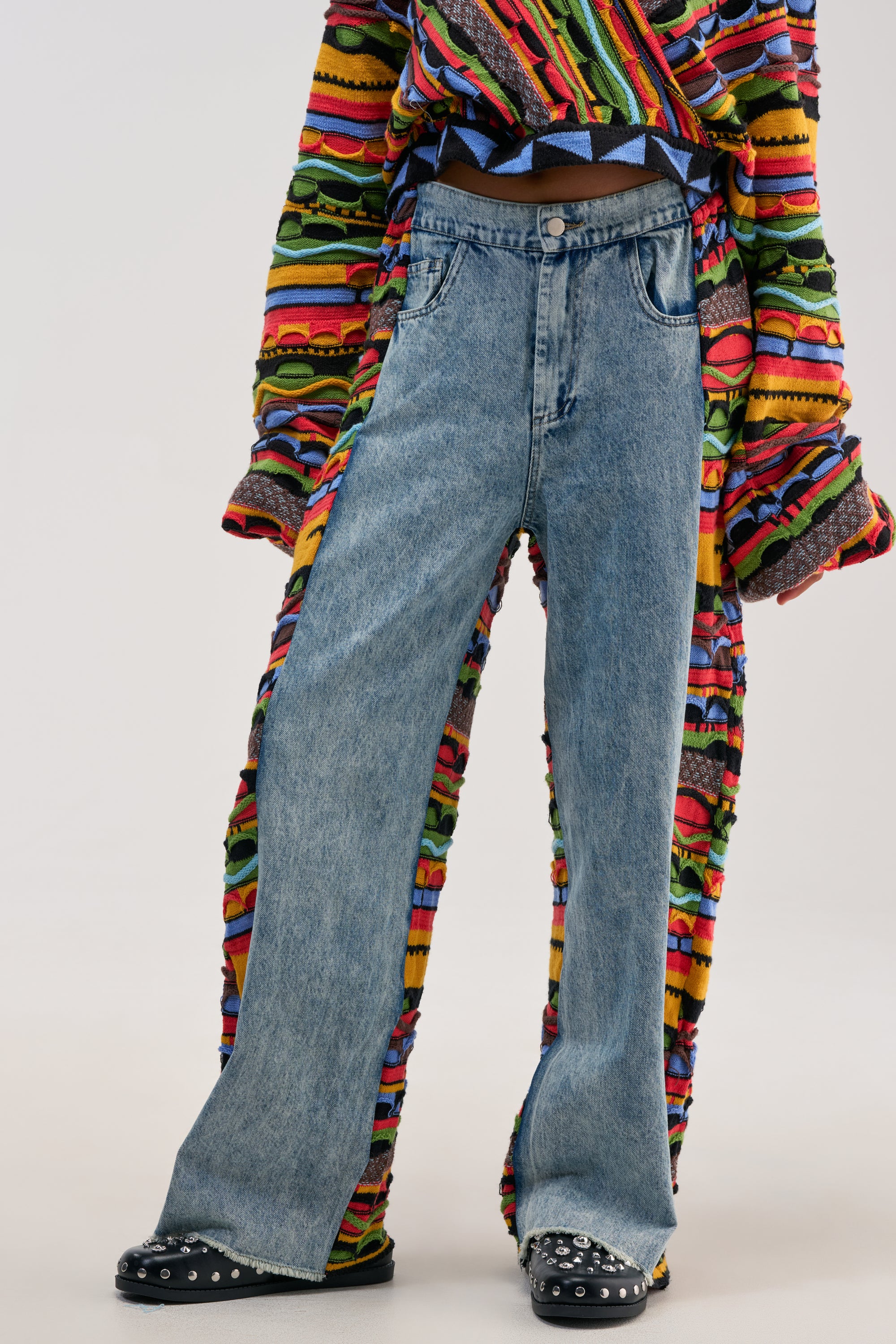 ONE OF ONE DENIM WITH KNIT SIDE PANELS - Akira Store