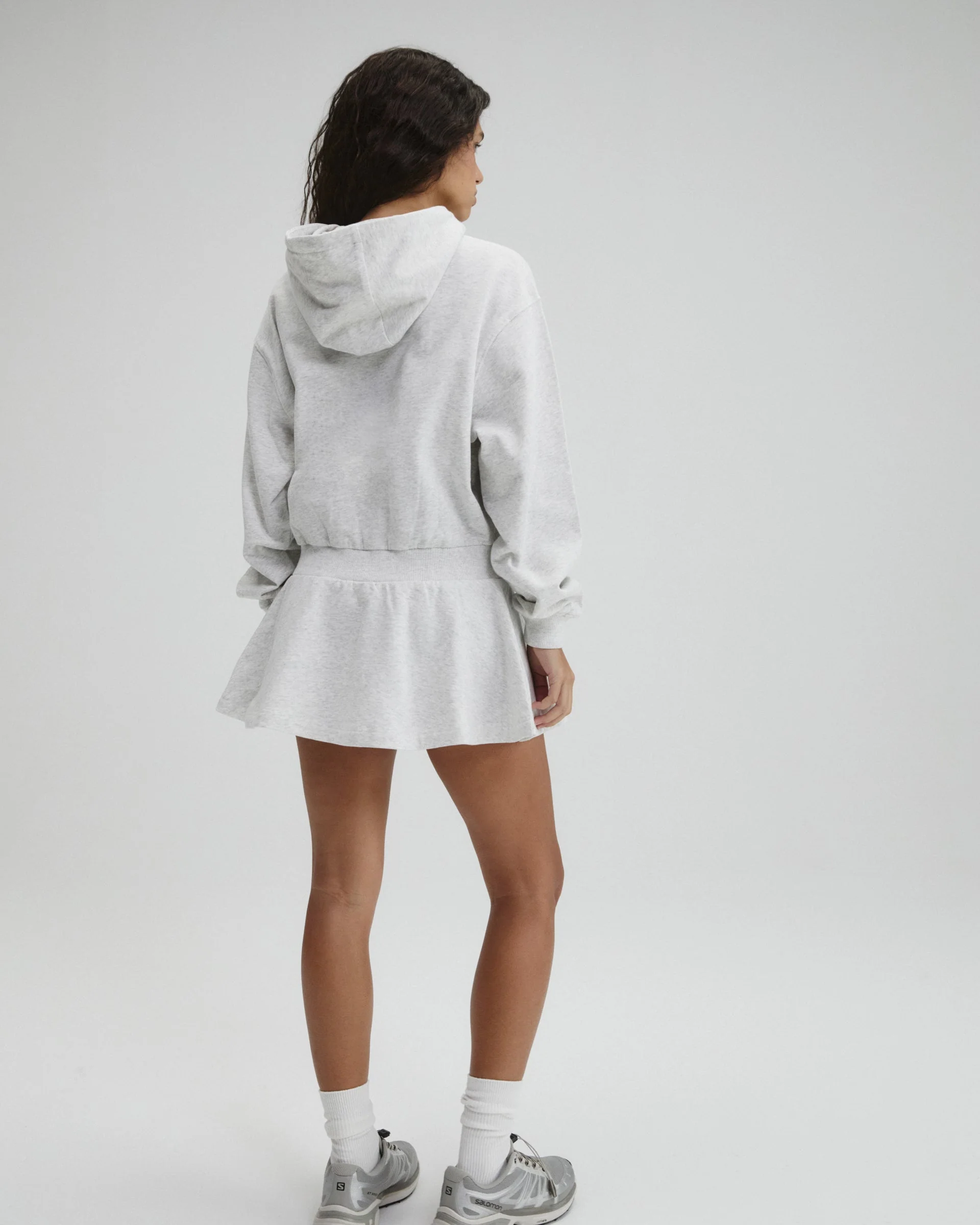 Jersey Hooded Dress - Light Grey Melange
