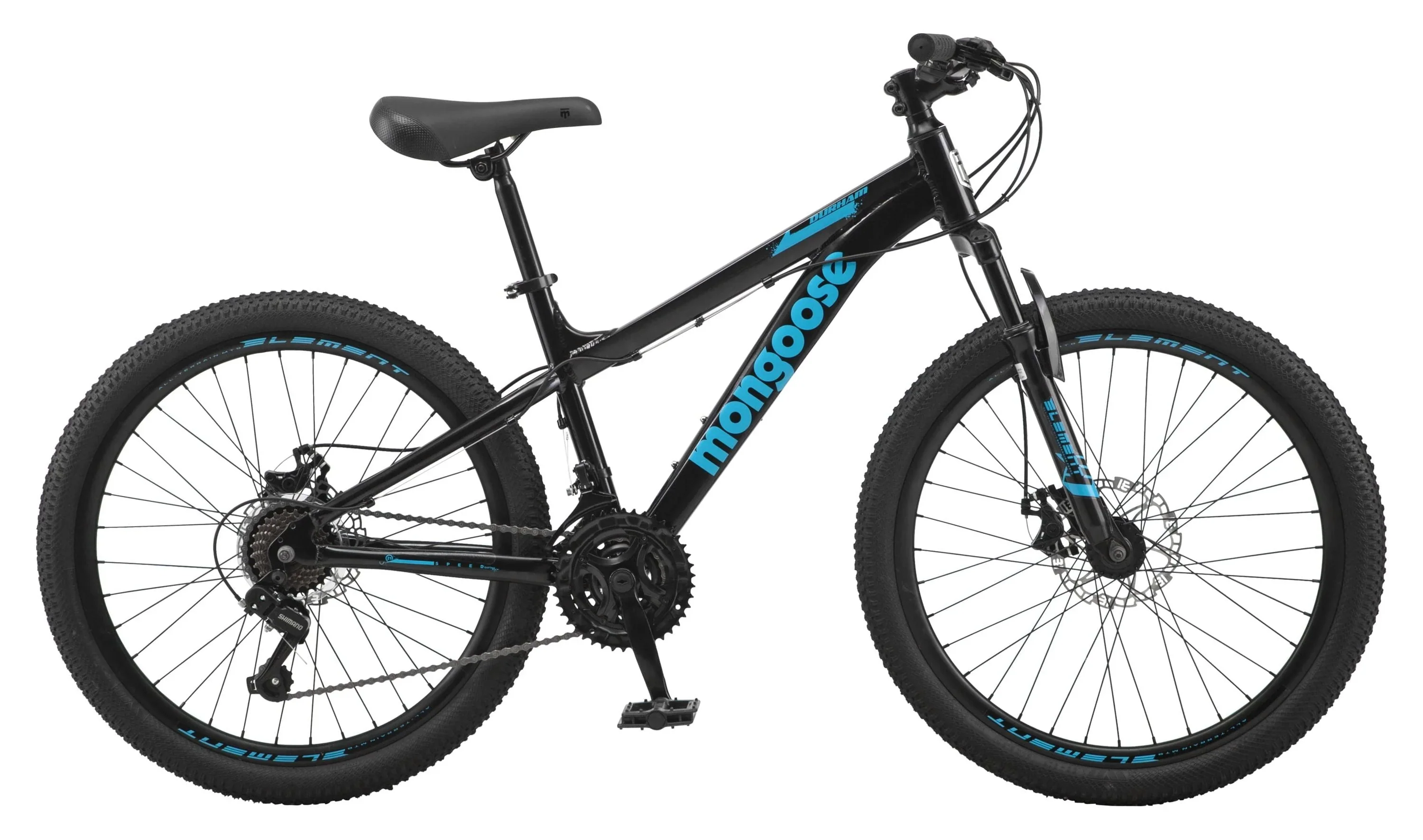 Mongoose 24 Durham Mountain Bike, 21 Speeds, Black