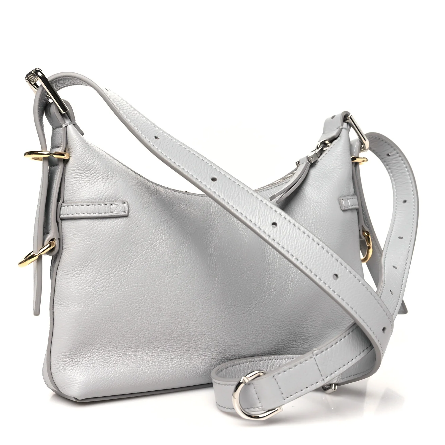 Tumbled Calfskin Mini Voyou Boyfriend Party Bag Light Grey