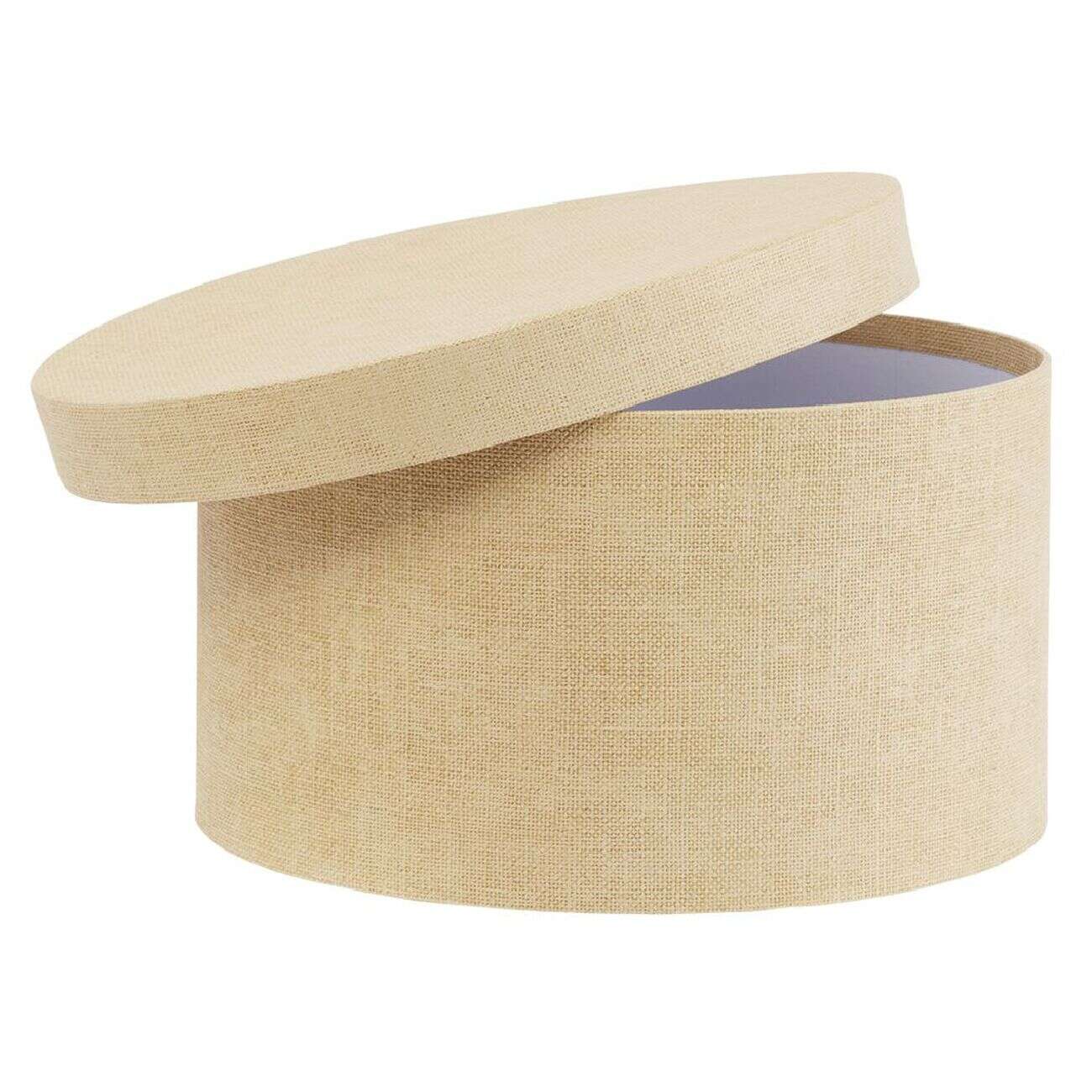 Boîte de rangement ronde beige Ø15xH9cm