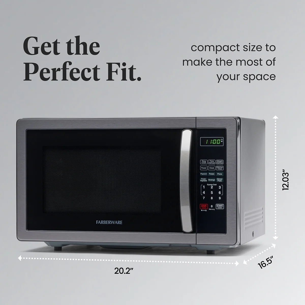 Stainless Steel Countertop Microwave Oven with Child Lock, 1.1 Cu Ft Black Stainless(Black Stainless) - Image 6