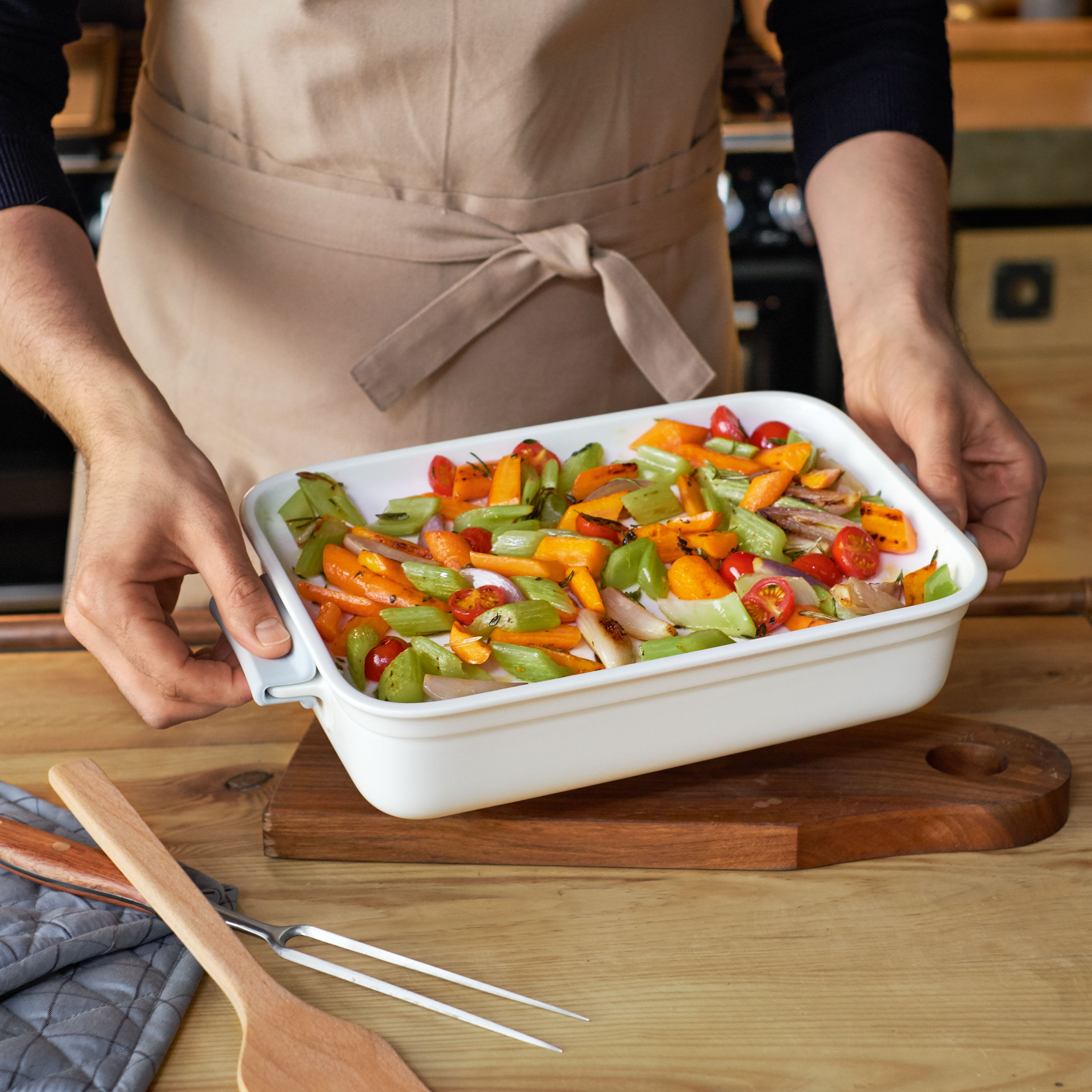 Clever Cooking Rectangular baking dish - White, 13.8'' x 8'', Premium Porcelain