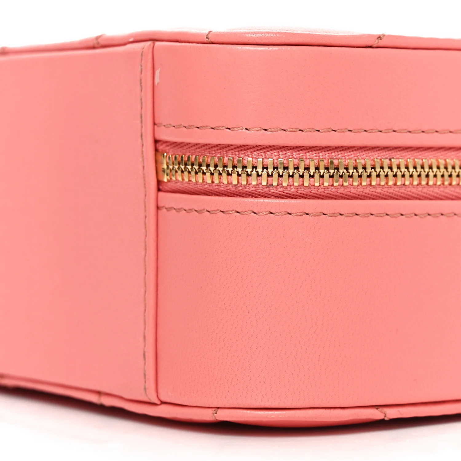 Lambskin Quilted Top Handle Small Vanity Case Pink