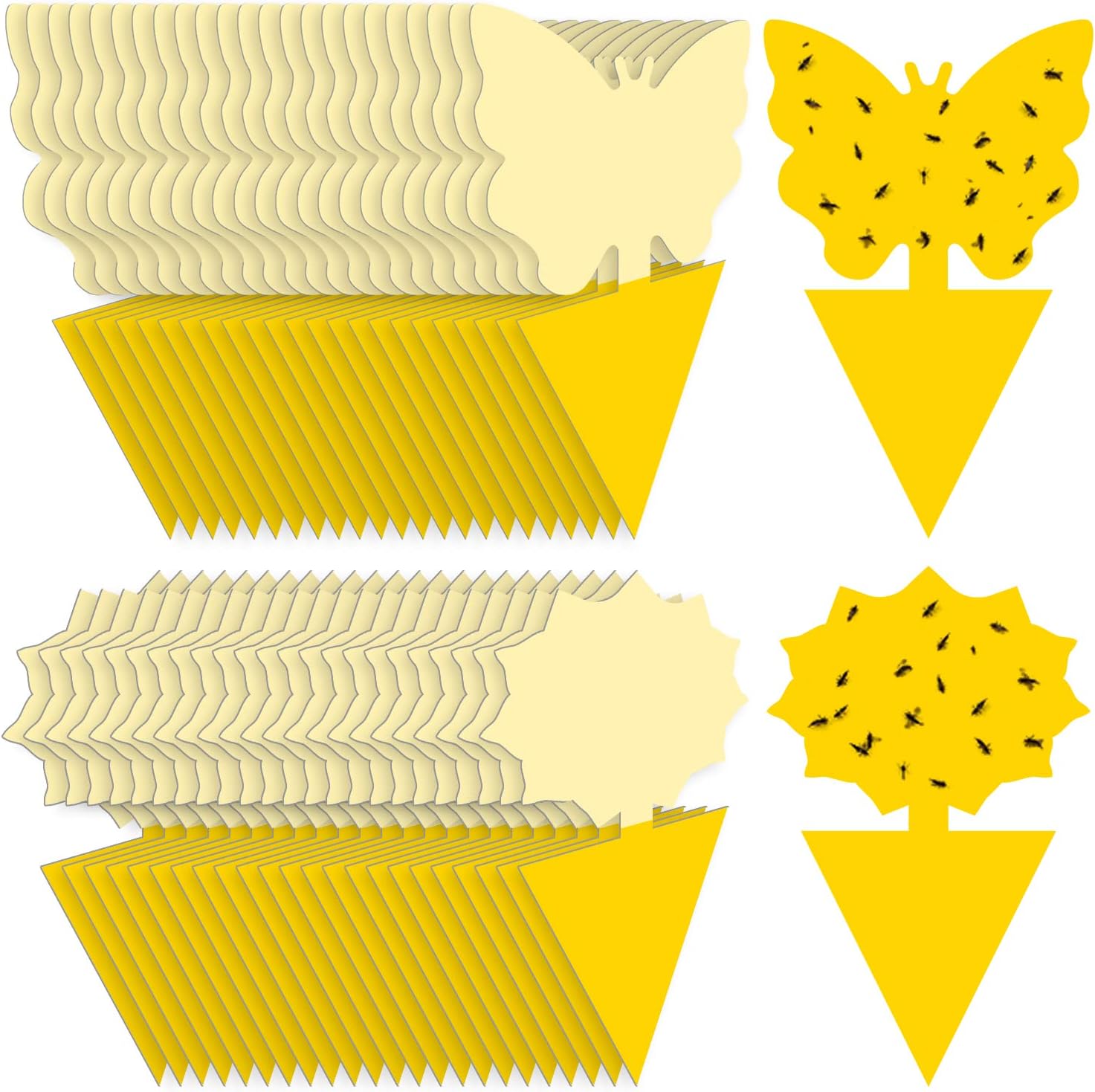 Fruit Fly Traps Indoor Fungus Gnat Trap 48PCS for Plants Yellow Outdoor| Houseplants Use, odorless Insect Sticky, Non-toxic, whiteflies, for indoor & outdoor