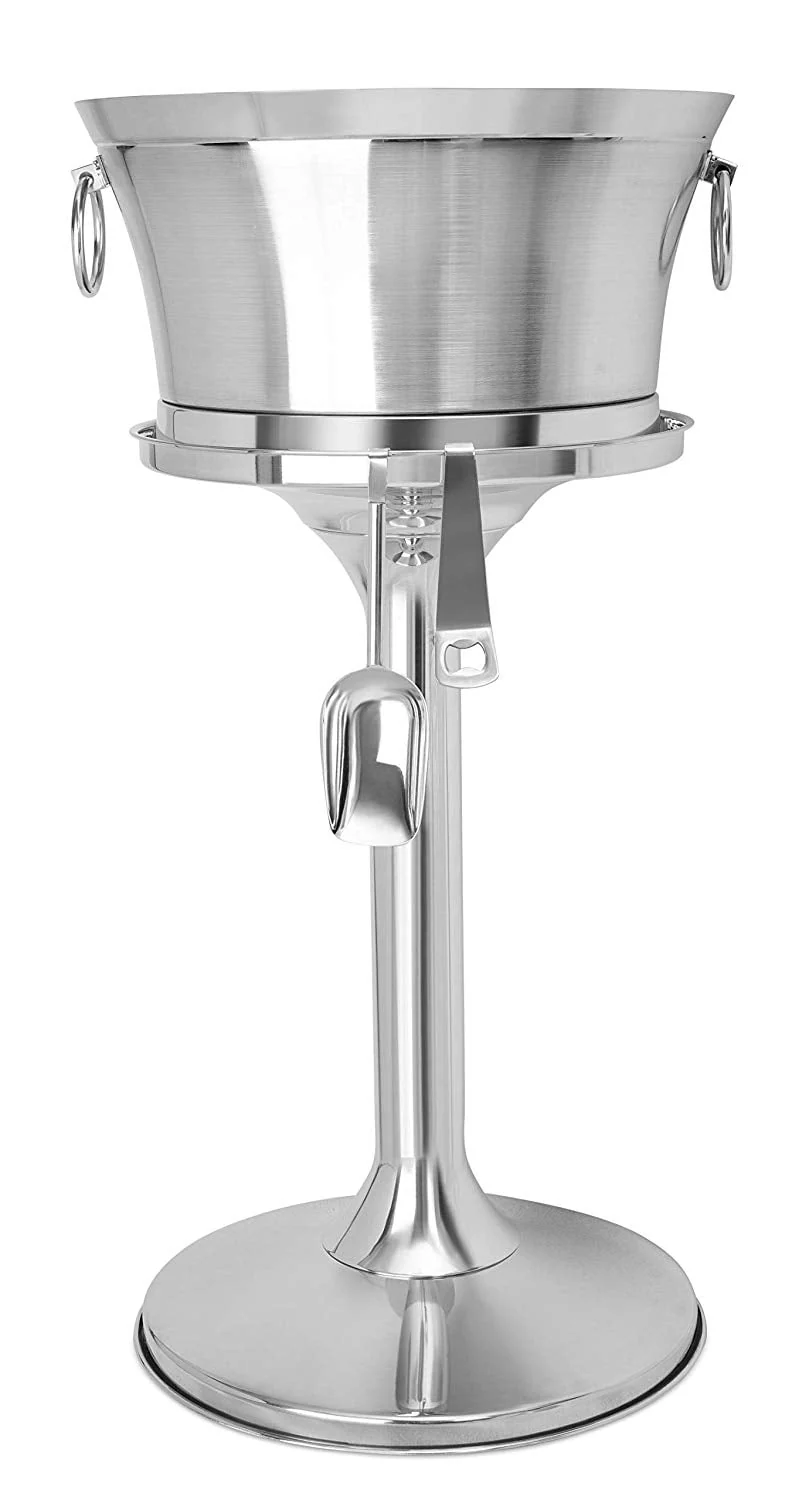 Birdrock Home 18/8 Stainless Steel 30 Qt. Beverage Tub with Stand - Silver