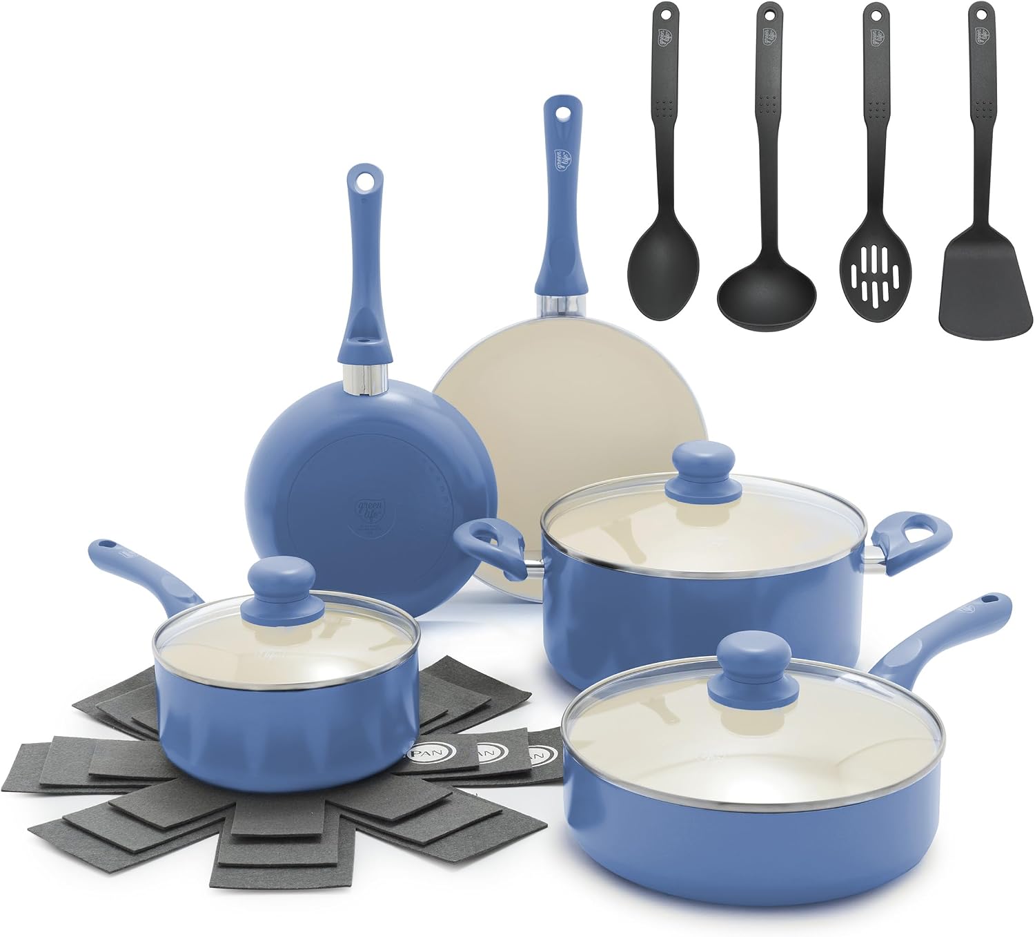 GreenLife 16pc Ceramic Nonstick Pots & Pans Cookware Set, Blush Pink