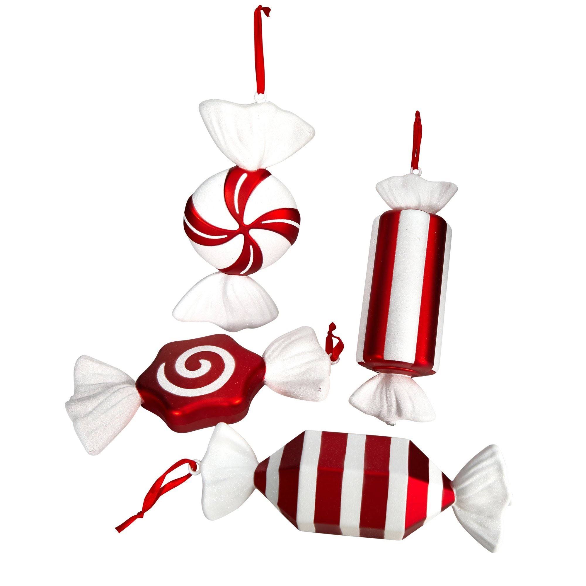 Nearly Natural 12in. Jumbo Assorted Candy Holiday Christmas Deluxe Shatterproof Ornament Set of 4