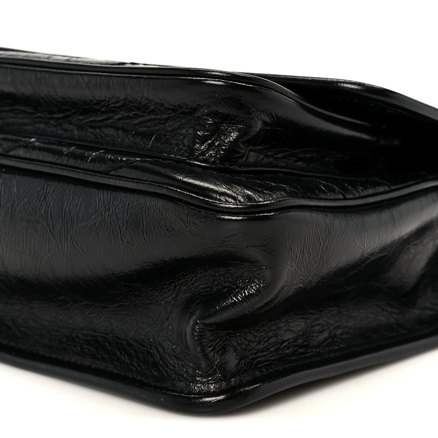 Crinkled Calfskin Matelasse Monogram Baby Niki Chain Satchel Black