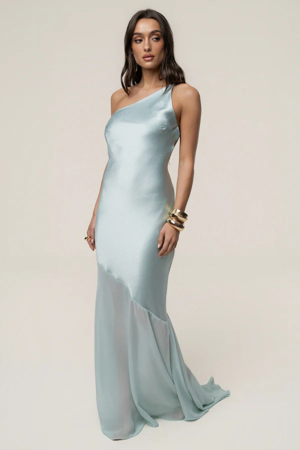 Blue Olivia One Shoulder Maxi Dress