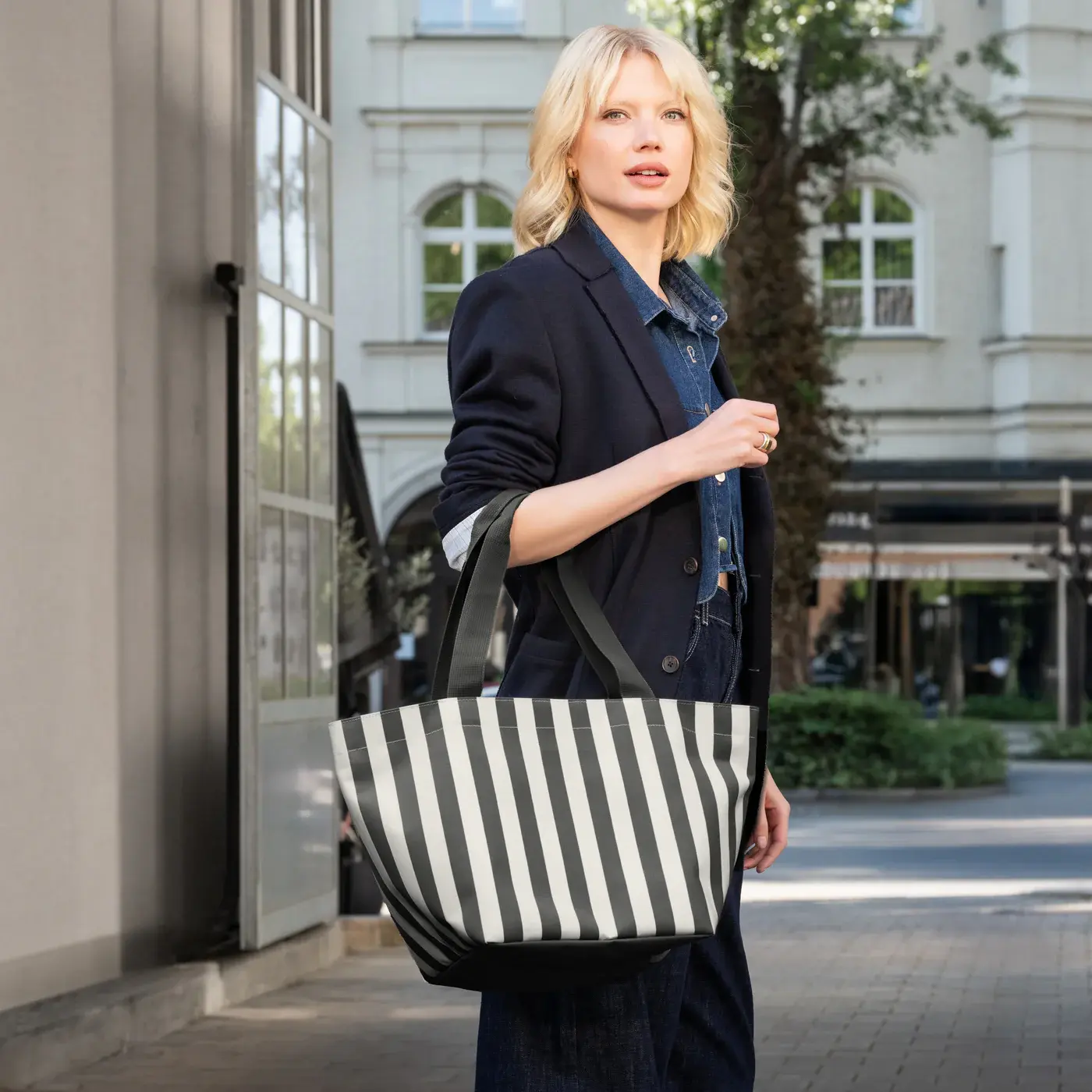 shopper M summerstripes black