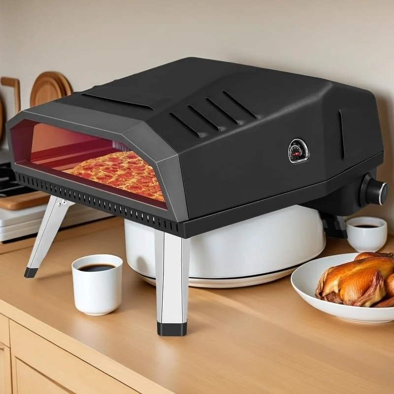 12" Pizza Oven, Pizza Oven Outdoor with Folding Design, Portable Outdoor Propane Gas Oven with Integrated Thermometer for Backyard, Camping, Picnic - Image 8