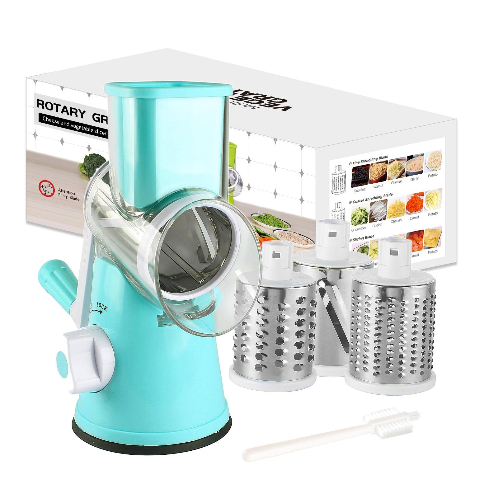 Valuetools Manual Rotary Cheese Grater - Round Mandoline Slicer with Strong Suct