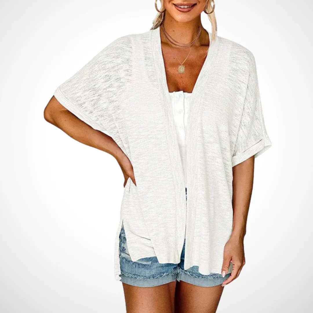 Cardigan élégant à manches courtes et ouverture avant