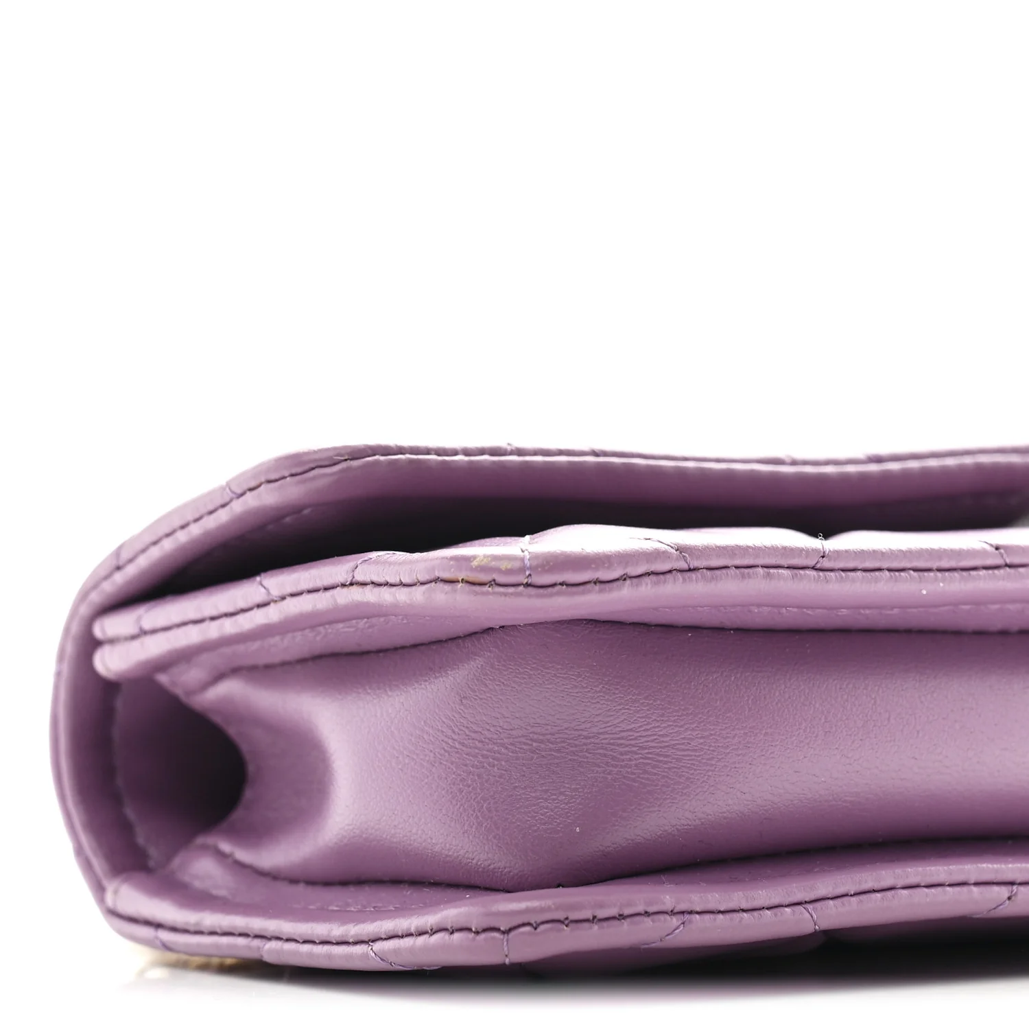 Shiny Lambskin Quilted Extra Mini Flap Purple