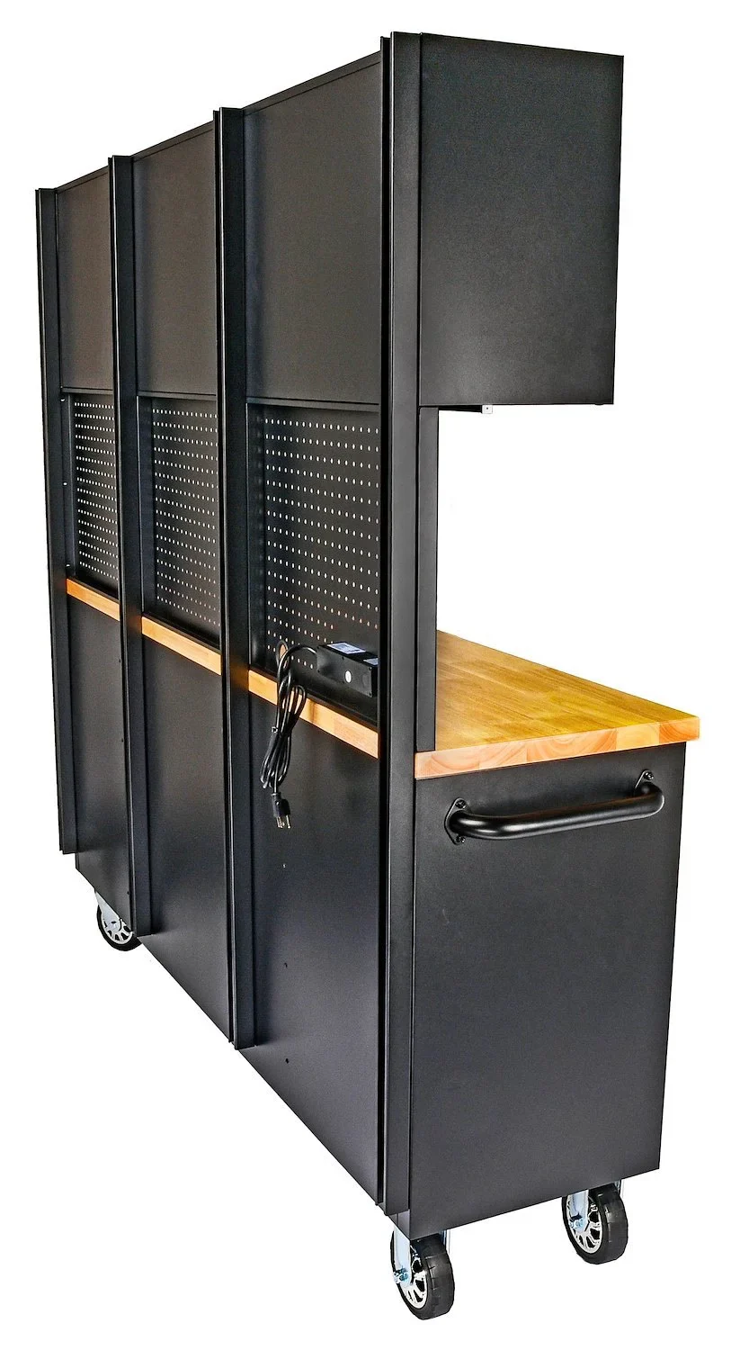 JEGS 81453 72 in. Rolling Tool Cabinet Black Powder-Coated Steel Includes: (15)