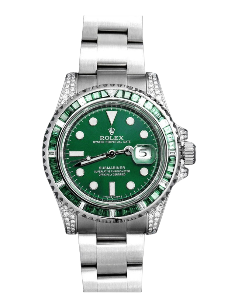 Rolex Submariner Date 116610LN Custom Diamond Stainless Steel Green Dial 40MM Mens Replica Watch