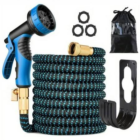 Amazingforless Expandable Water Garden Hose 100ft Upgraded Leakproof Lightweight No-Kink Garden Hose Flexible Expanding Water Garden Hose(Black/Blue),