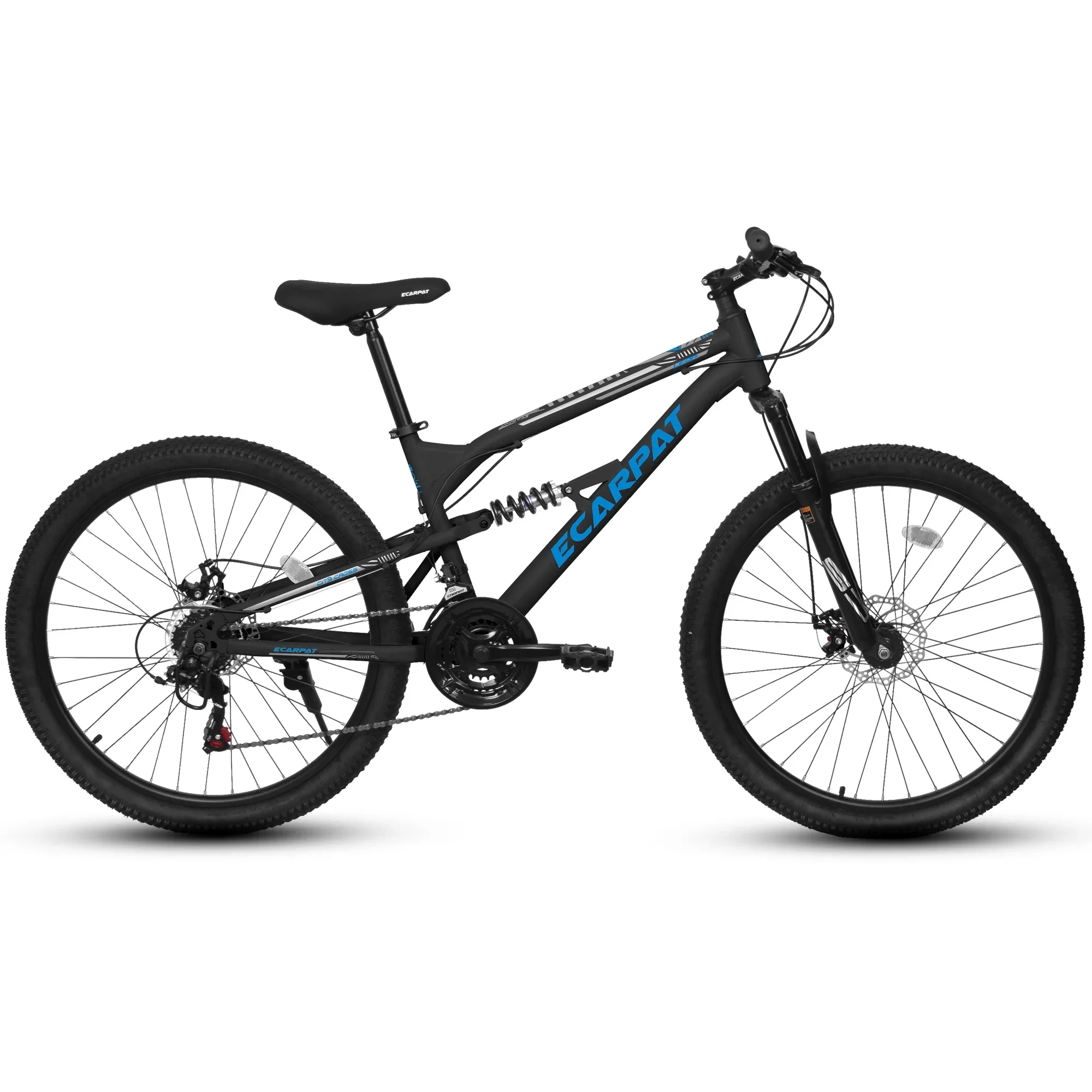 26 Inch Mountain Bike, Dual Full Suspension 21-Speed Disc Brakes Thumb Shifter, Carbon Steel Frame Mountain Bike, Mens Womens Trail Commuter City Bicycles