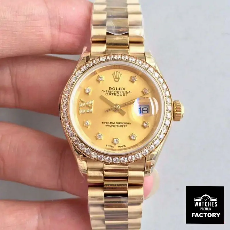 Rolex Lady Datejust 279138RBR 28MM Yellow Gold Champagne Dial