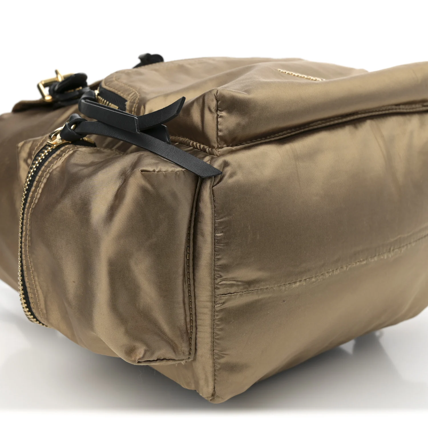 Metallic Satin Nylon Medium Rucksack Backpack Gold