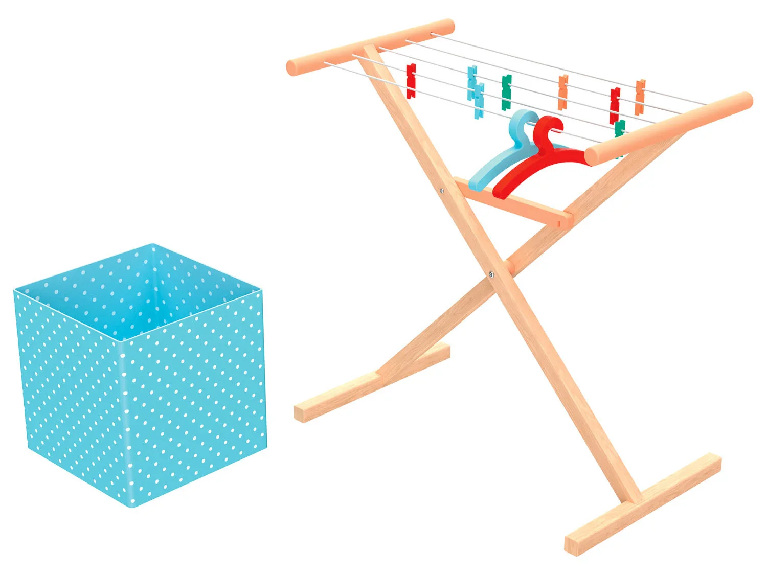 Playtive Station de nettoyage / schoir  linge / planche  repasser en bois