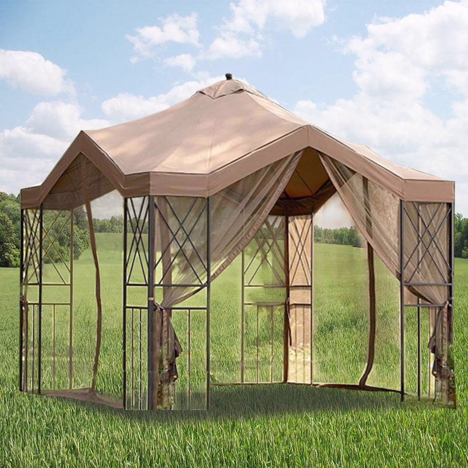 Garden Winds Replacement Canopy Top for Deluxe Pagoda Gazebo, RipLock 500