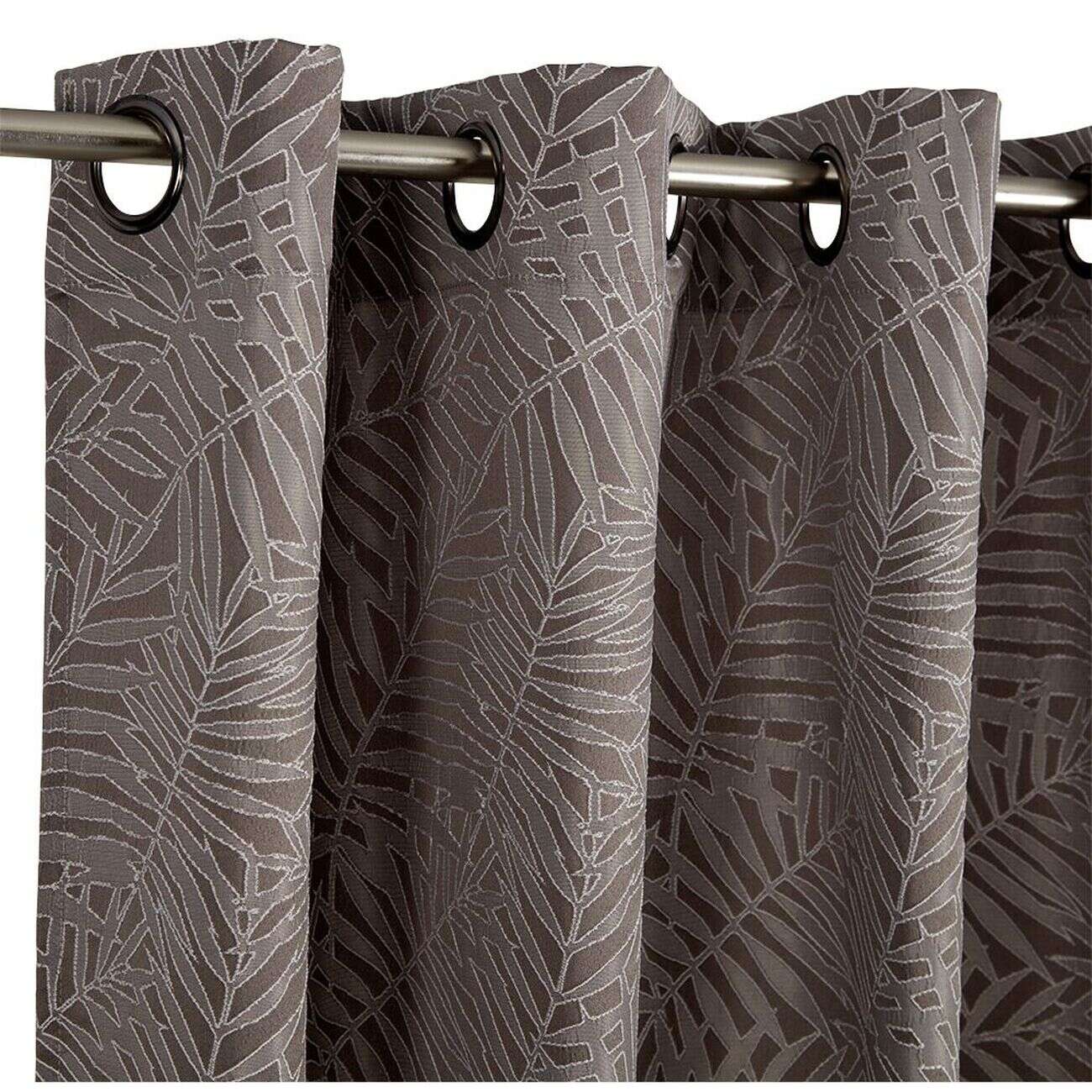 Rideau gris imprimé feuilles 100% polyester 140x240cm