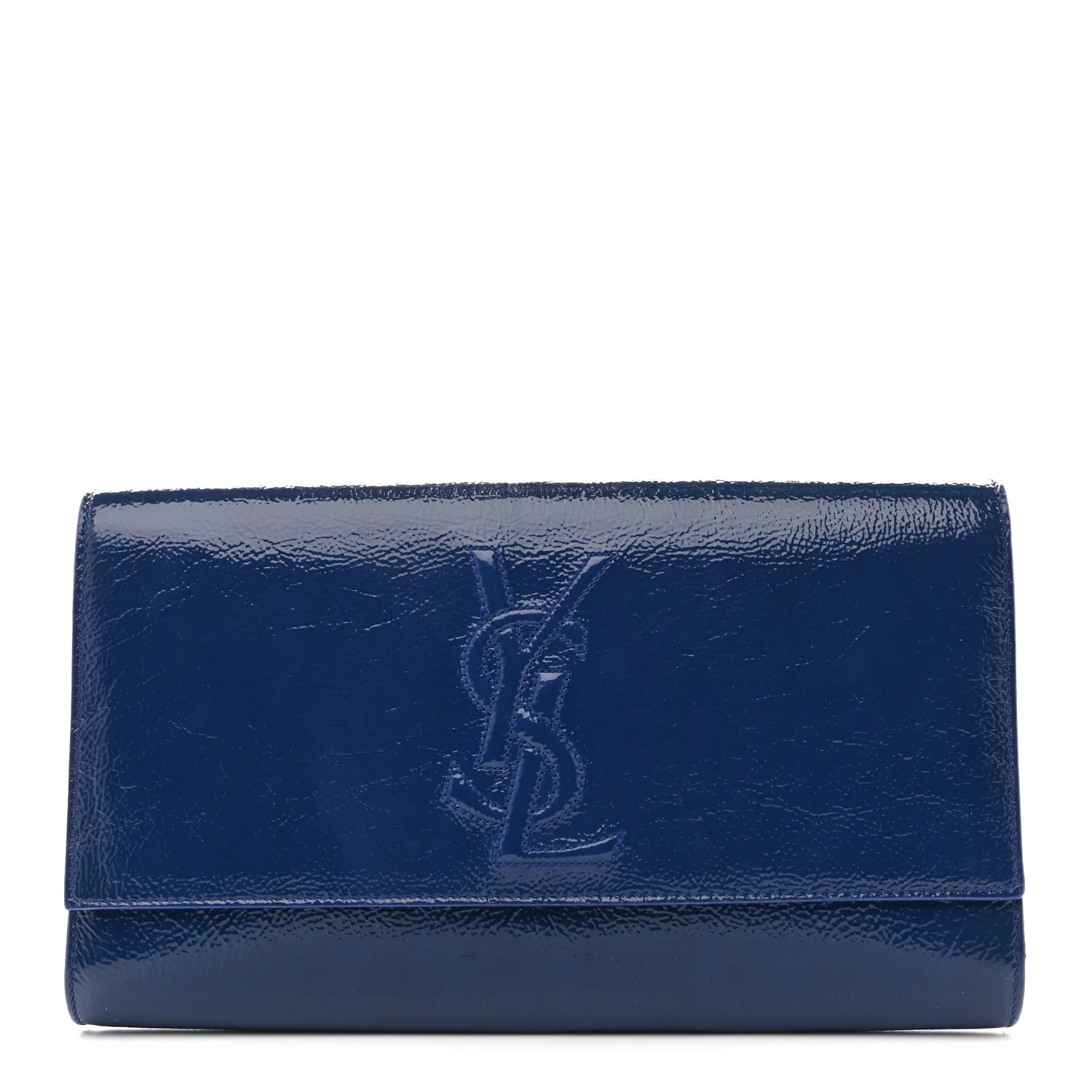Textured Patent Monogram Large Belle De Jour Clutch Royal Blue