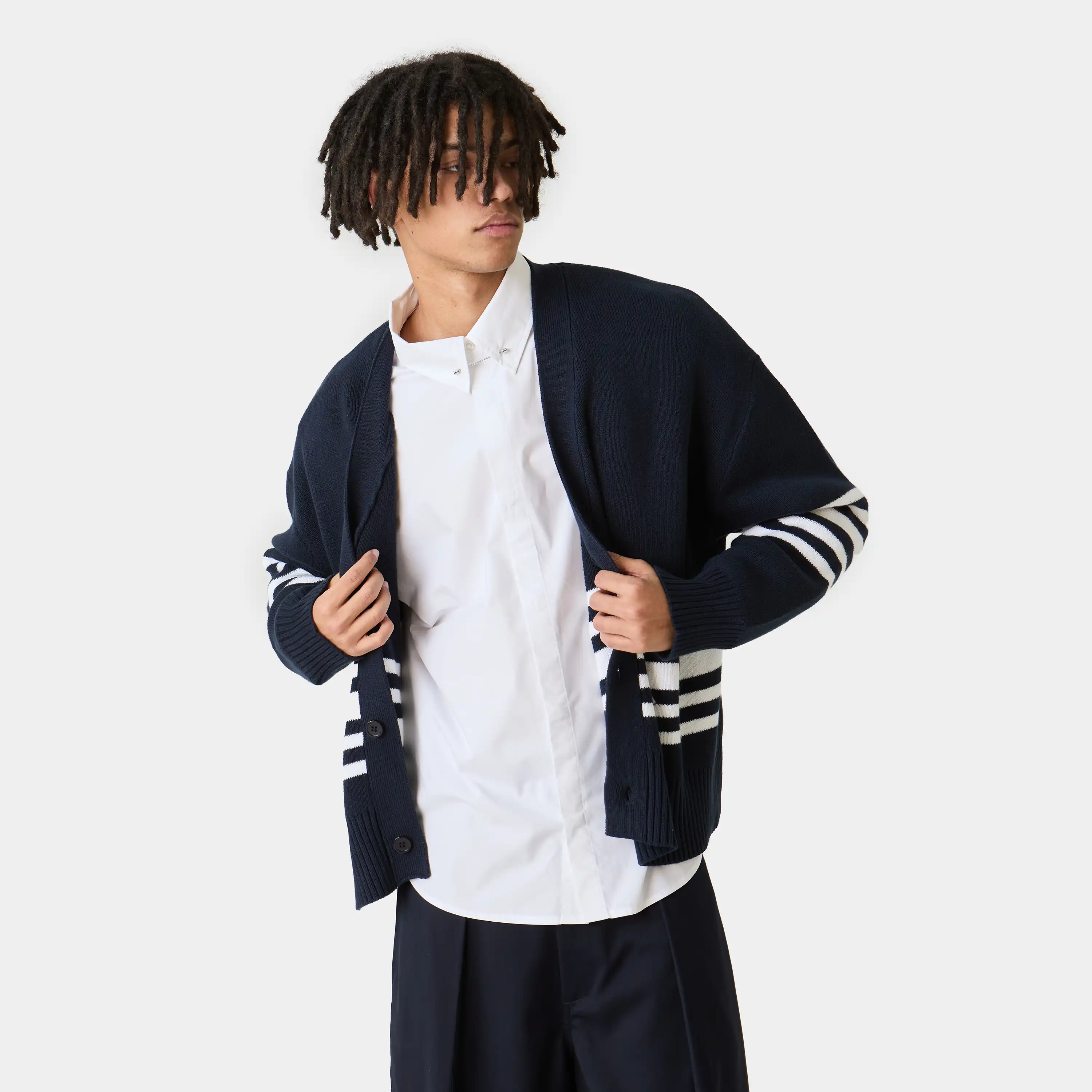 Pins Navy Cardigan