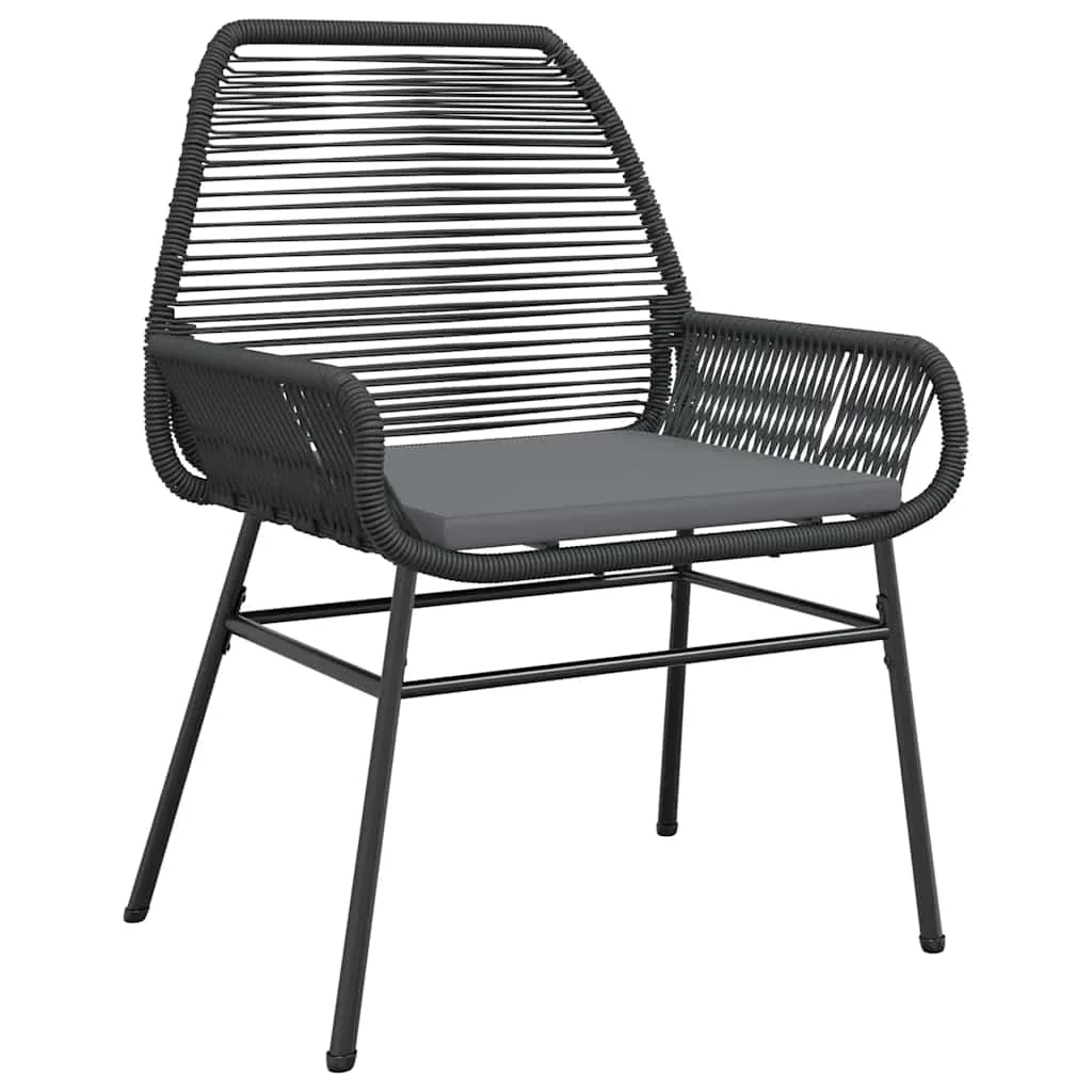 Vidaxl 7 Piece Patio Dining Set with Cushions Black Poly Rattan Glass