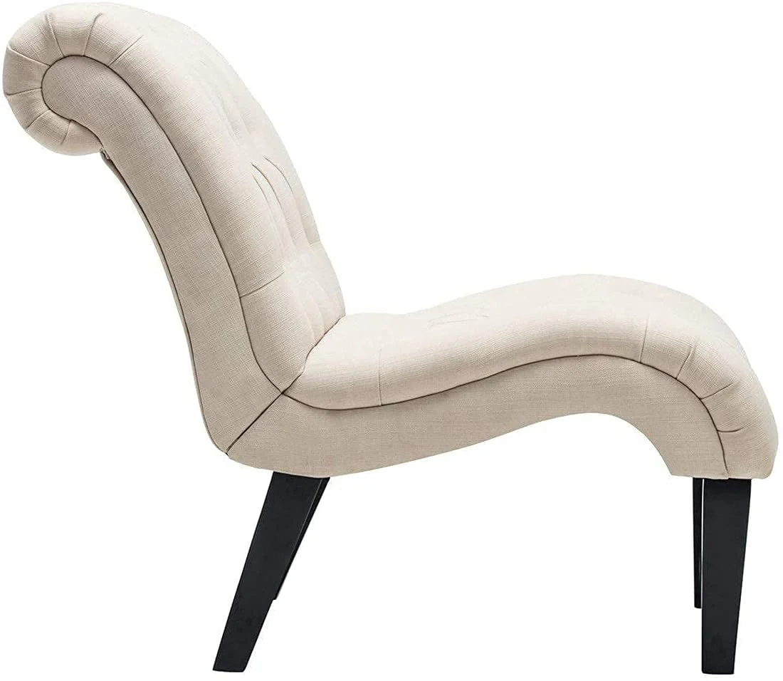 Andeworld Upholstered Accent Chair for Bedroom Living Room Chairs Lounge Chair with Wood Legs Cream Fabric(1/Cream) Image 5