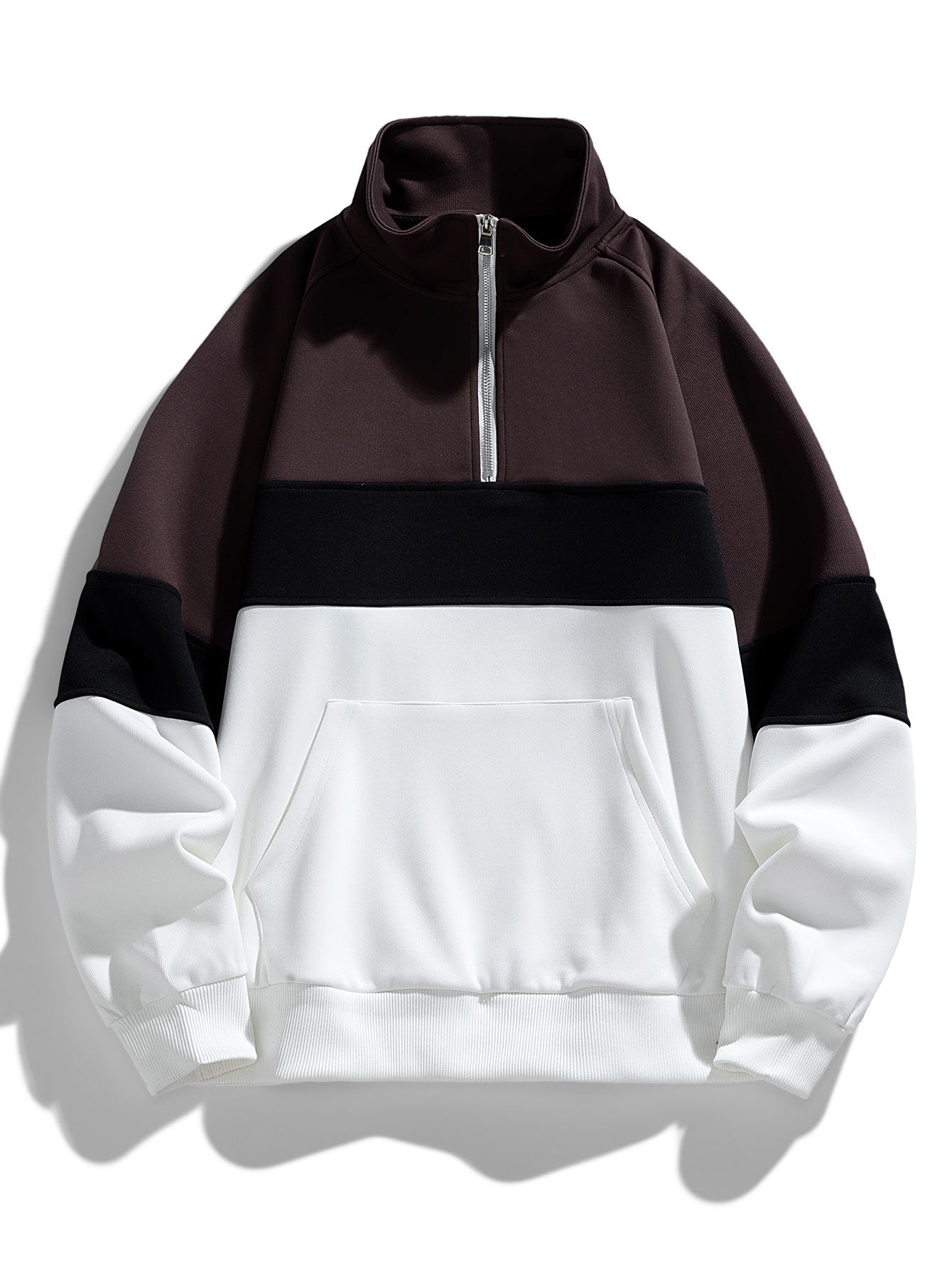 Sweat-shirt à col zippé color block